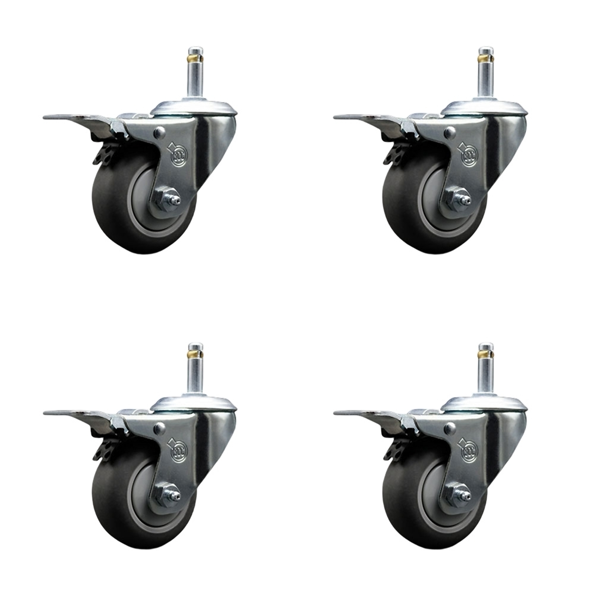 Service Caster, 3Inch x 1 1/4Inch Stem Casters, Wheel Diameter 3 in, Caster Type Swivel, Package (qty.) 4, Model SCC-GRTTL20S314-TPRB-716138-4