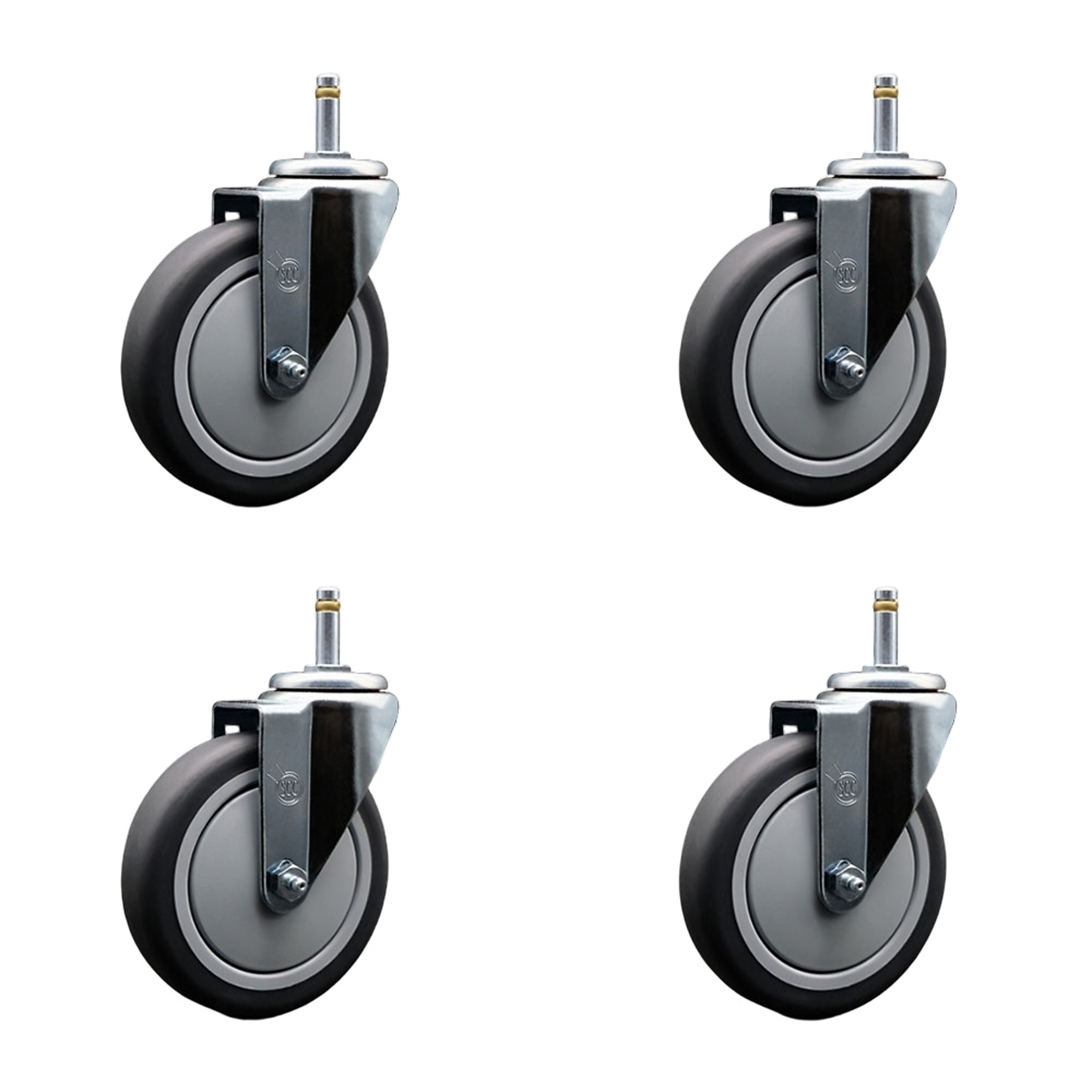 Service Caster, 5Inch x 1 1/4Inch Stem Casters, Wheel Diameter 5 in, Caster Type Swivel, Package (qty.) 4, Model SCC-GR20S514-TPRB-716138-4