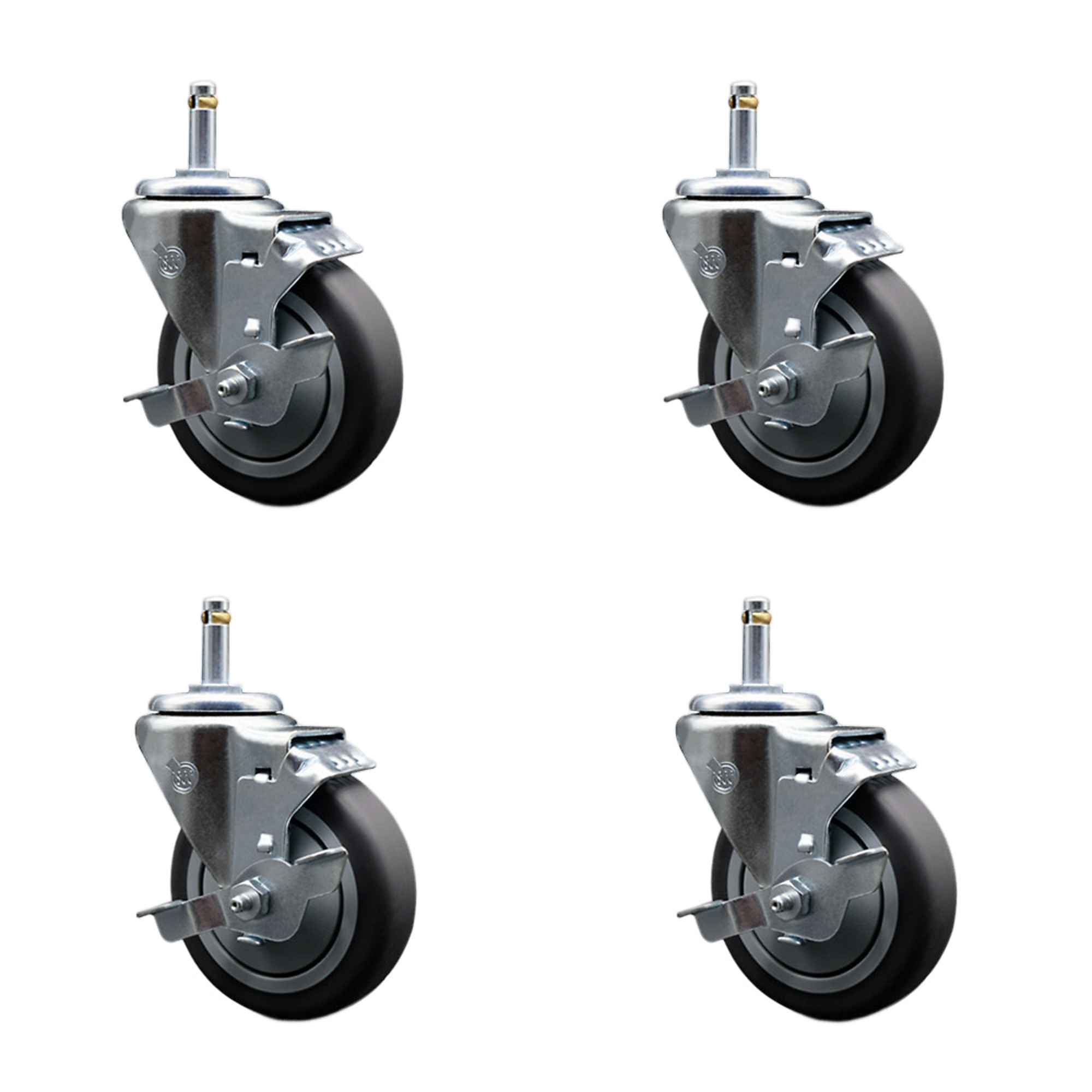 Service Caster, 4Inch x 1 1/4Inch Stem Casters, Wheel Diameter 4 in, Caster Type Swivel, Package (qty.) 4, Model SCC-GR20S414-TPRB-TLB-716138-4