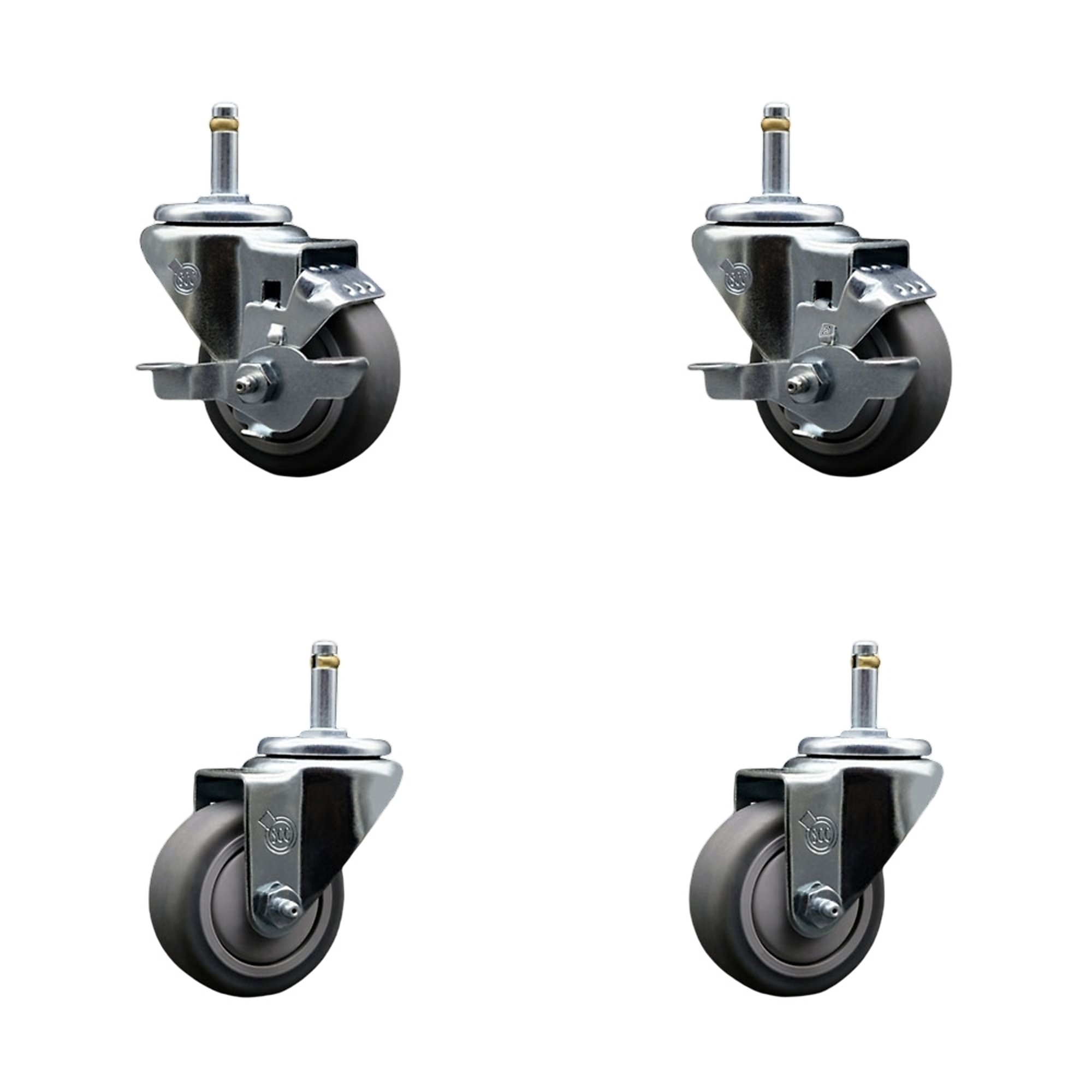 Service Caster, 3Inch x 1 1/4Inch Stem Casters, Wheel Diameter 3 in, Caster Type Swivel, Package (qty.) 4, Model SCC-GR20S314-TPRB-TLB-716138-2-S-2