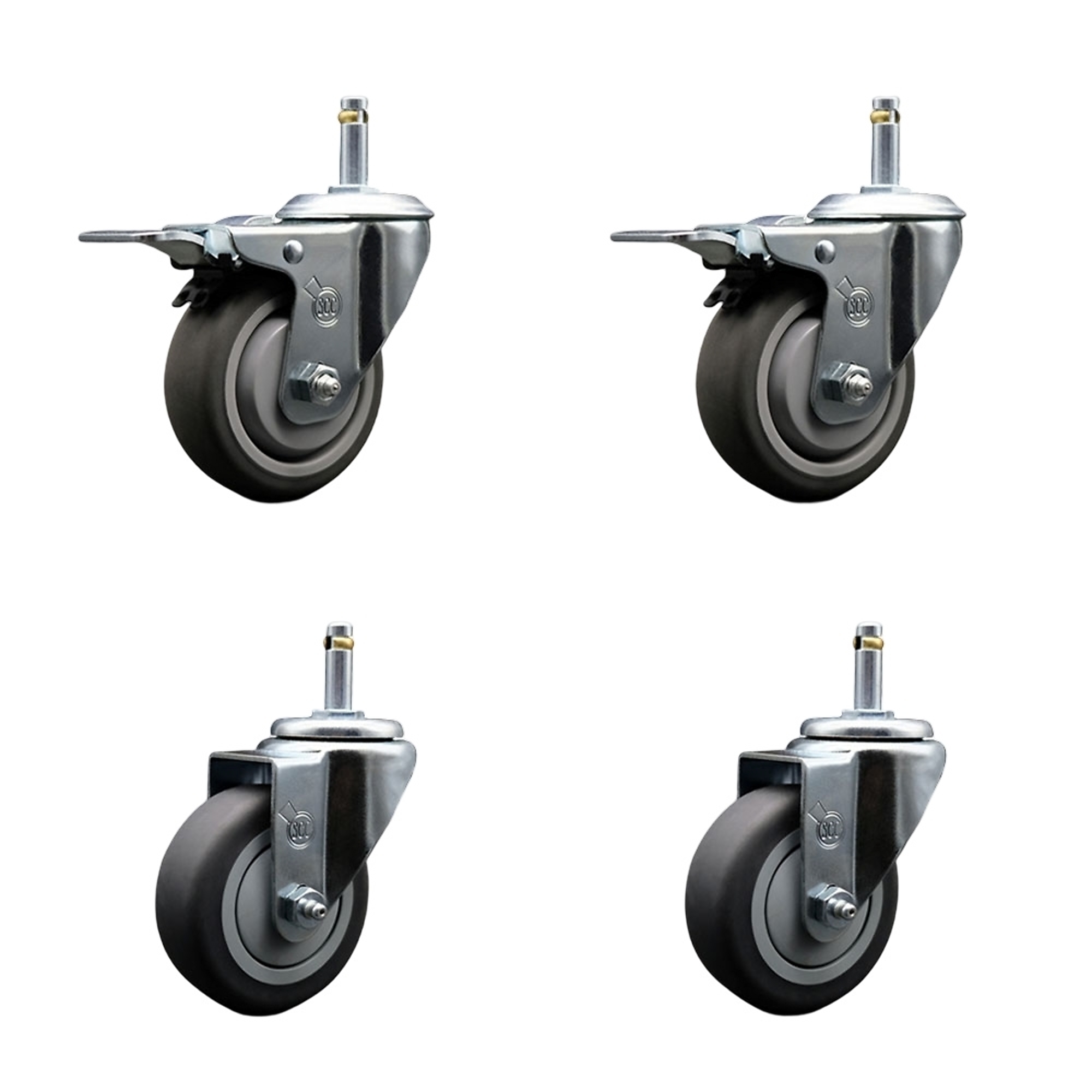 Service Caster, 3 1/2Inch x 1 1/4Inch Stem Casters, Wheel Diameter 3.5 in, Caster Type Swivel, Package (qty.) 4, Model SCC-GRTTL20S3514-TPRB-716138-2-