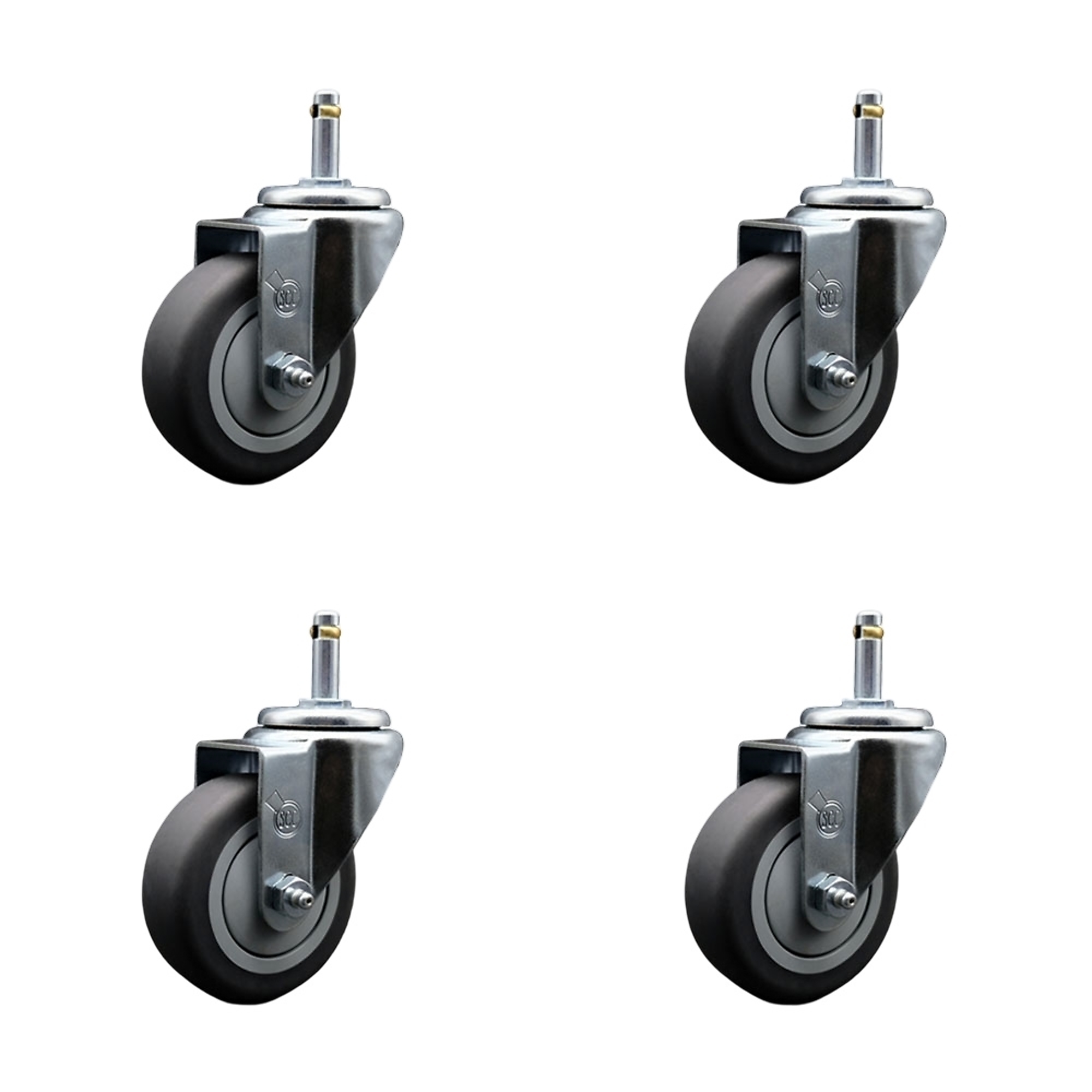 Service Caster, 3 1/2Inch x 1 1/4Inch Stem Casters, Wheel Diameter 3.5 in, Caster Type Swivel, Package (qty.) 4, Model SCC-GR20S3514-TPRB-716138-4