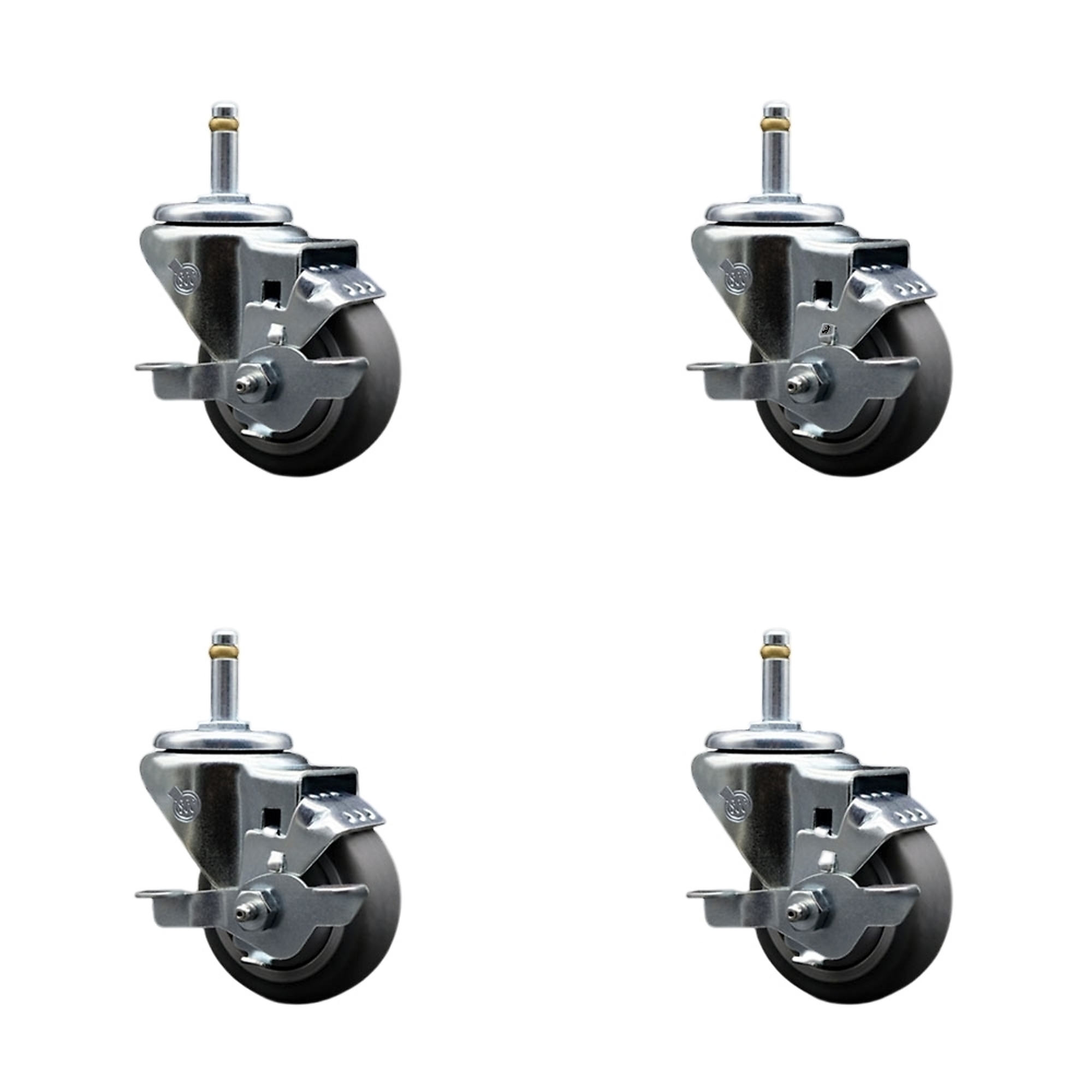 Service Caster, 3Inch x 1 1/4Inch Stem Casters, Wheel Diameter 3 in, Caster Type Swivel, Package (qty.) 4, Model SCC-GR20S314-TPRB-TLB-716138-4