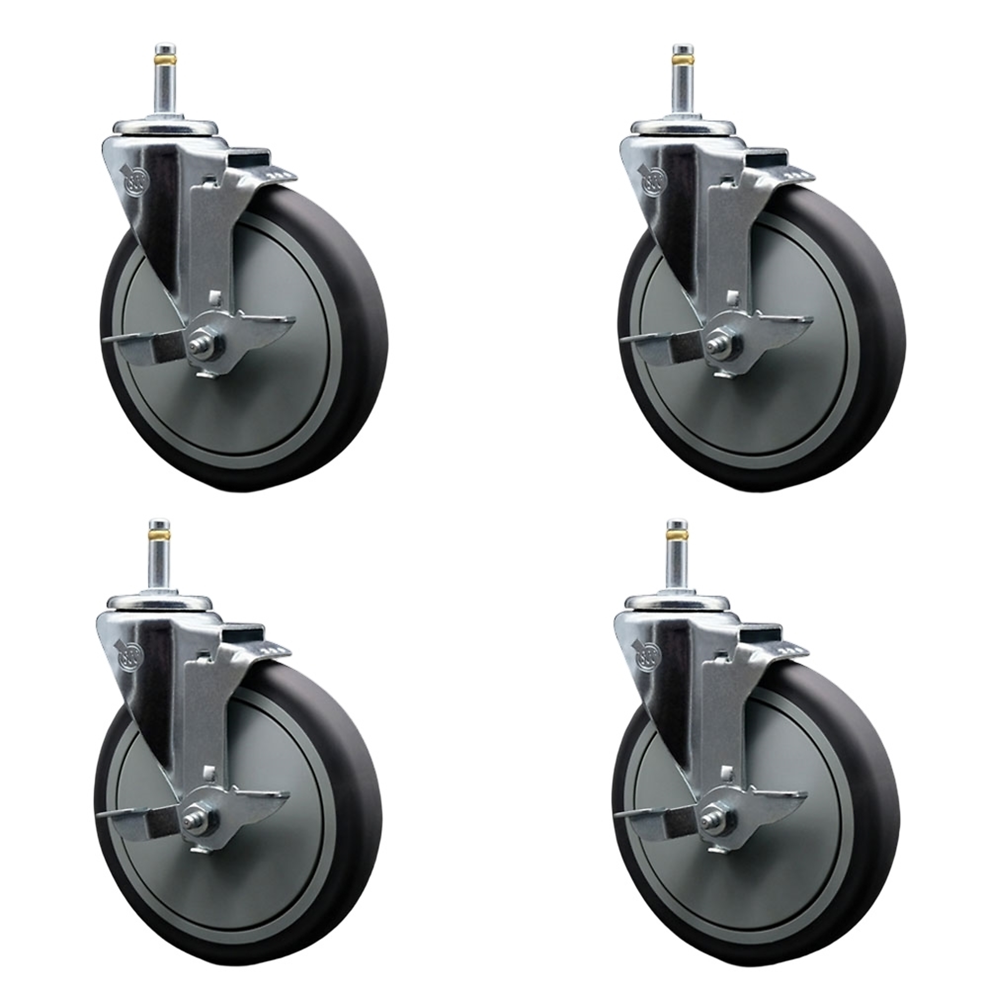 Service Caster, 6Inch x 1 1/4Inch Stem Casters, Wheel Diameter 6 in, Caster Type Swivel, Package (qty.) 4, Model SCC-GR20S614-TPRB-TLB-716138-4