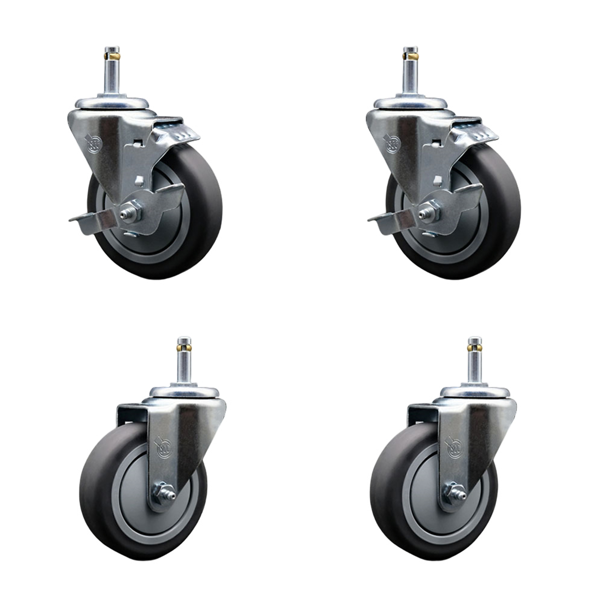 Service Caster, 4Inch x 1 1/4Inch Stem Casters, Wheel Diameter 4 in, Caster Type Swivel, Package (qty.) 4, Model SCC-GR20S414-TPRB-TLB-716138-2-S-2