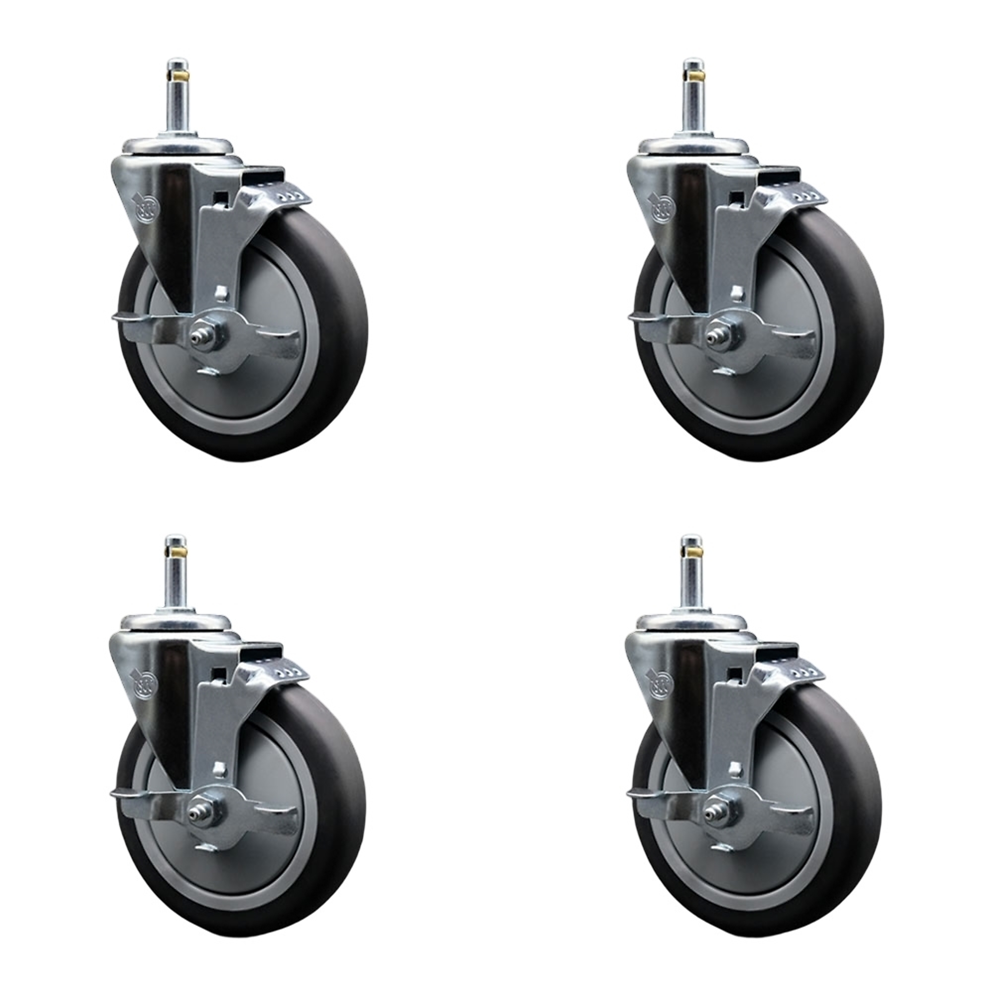 Service Caster, 5Inch x 1 1/4Inch Stem Casters, Wheel Diameter 5 in, Caster Type Swivel, Package (qty.) 4, Model SCC-GR20S514-TPRB-TLB-716138-4