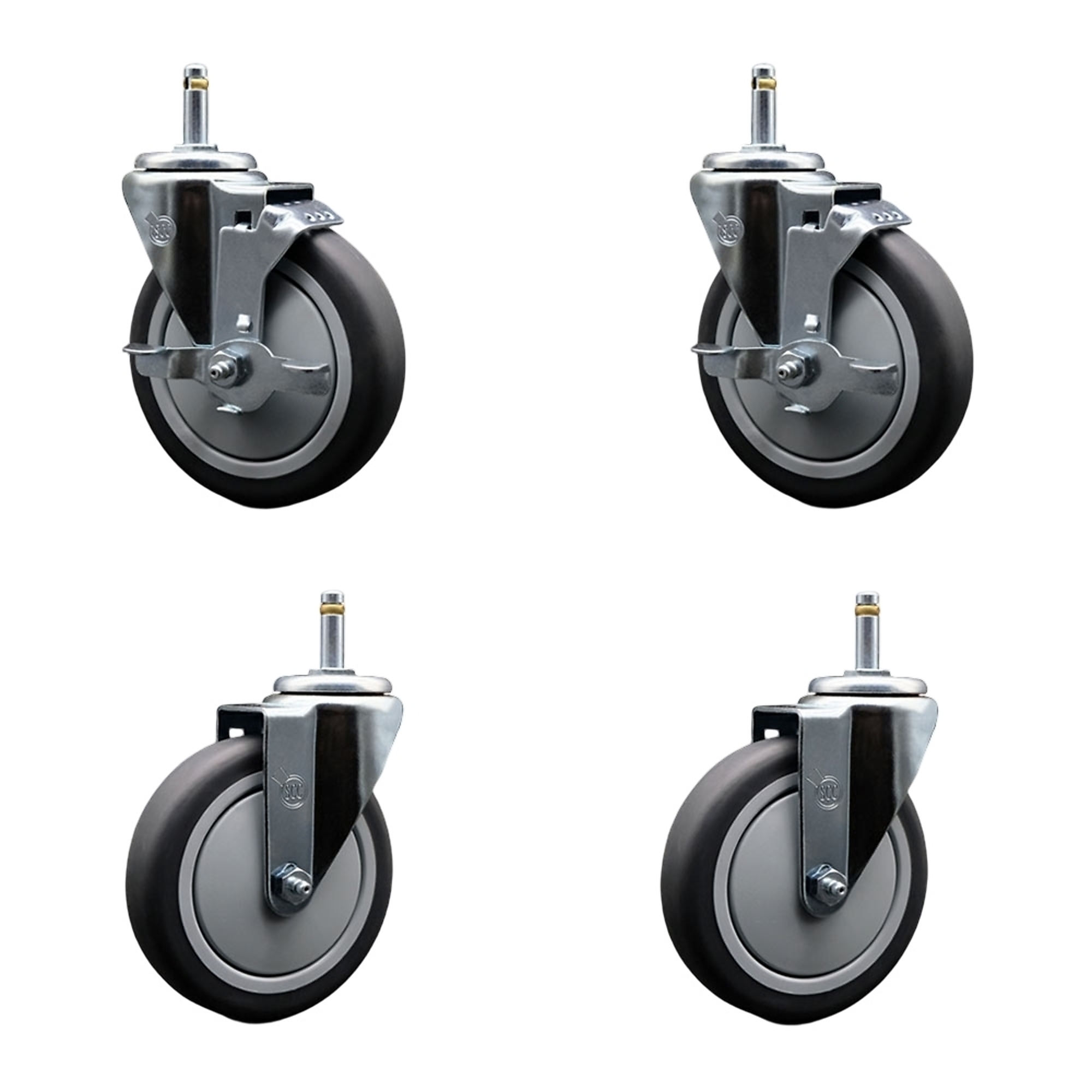 Service Caster, 5Inch x 1 1/4Inch Stem Casters, Wheel Diameter 5 in, Caster Type Swivel, Package (qty.) 4, Model SCC-GR20S514-TPRB-TLB-716138-2-S-2