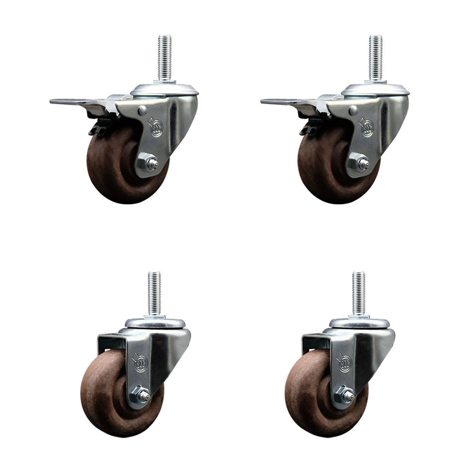 Service Caster, 3Inch x 1 1/4Inch Stem Casters, Wheel Diameter 3 in, Caster Type Swivel, Package (qty.) 4, Model SCC-TSTTL20S314-GFNSHT-34212-2-S-2