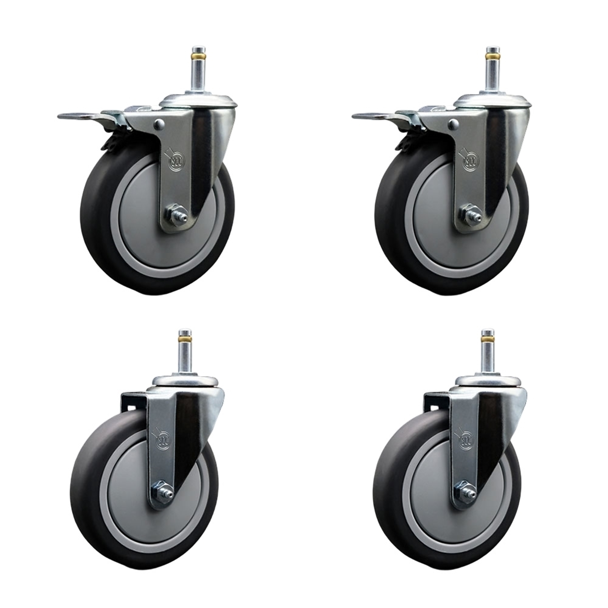 Service Caster, 5Inch x 1 1/4Inch Stem Casters, Wheel Diameter 5 in, Caster Type Swivel, Package (qty.) 4, Model SCC-GRTTL20S514-TPRB-716138-2-S-2