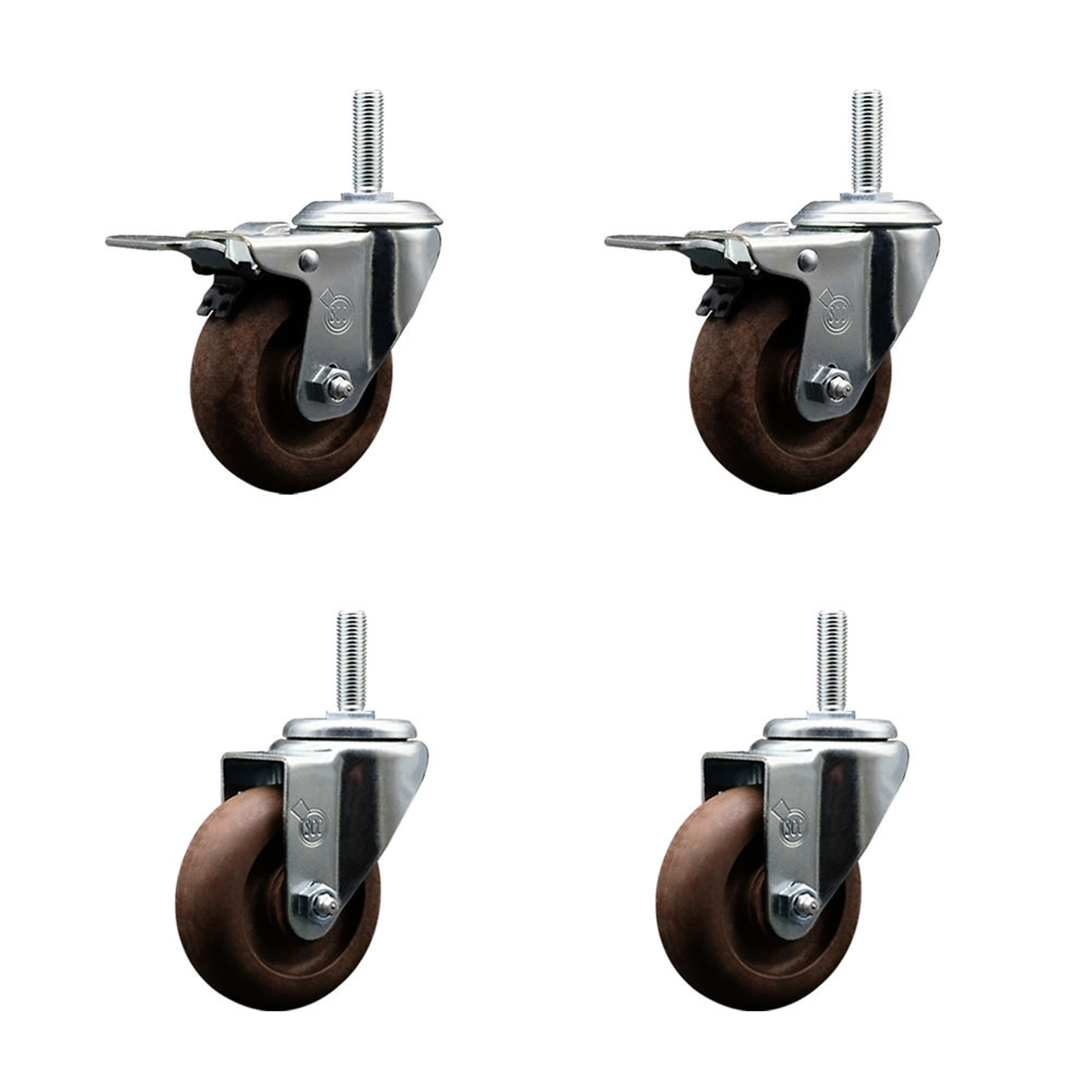 Service Caster, 3 1/2Inch x 1 1/4Inch Stem Casters, Wheel Diameter 3.5 in, Caster Type Swivel, Package (qty.) 4, Model SCC-TSTTL20S3514-GFNSHT-34212-2