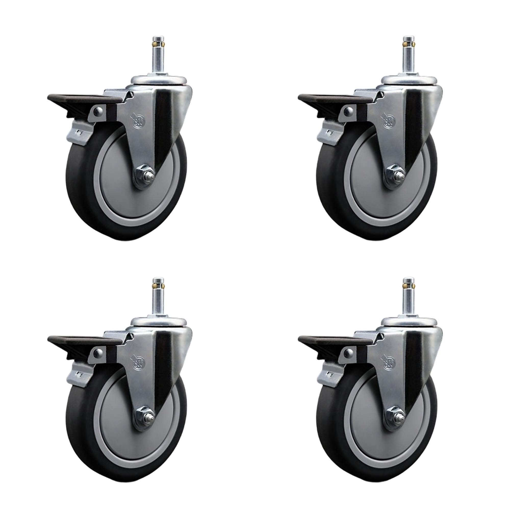 Service Caster, 5Inch x 1 1/4Inch Stem Casters, Wheel Diameter 5 in, Caster Type Swivel, Package (qty.) 4, Model SCC-GR20S514-TPRB-PLB-716138-4