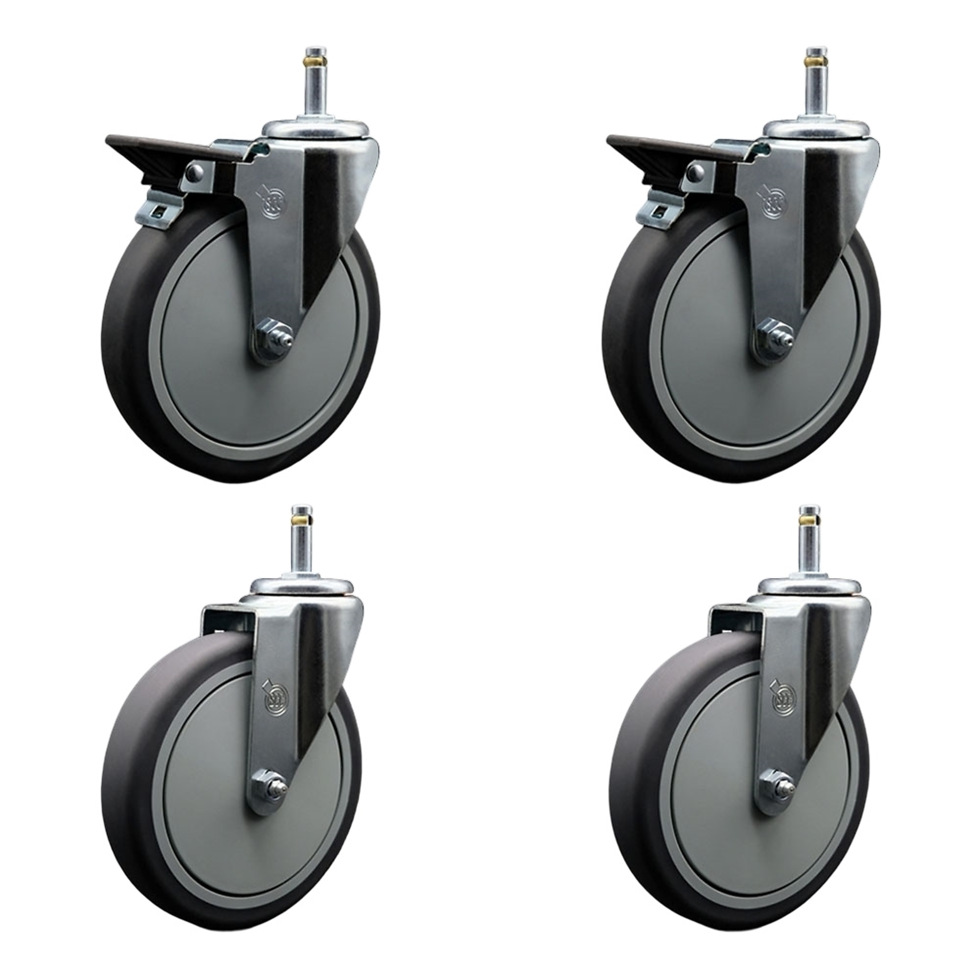 Service Caster, 6Inch x 1 1/4Inch Stem Casters, Wheel Diameter 6 in, Caster Type Swivel, Package (qty.) 4, Model SCC-GR20S614-TPRB-PLB-716138-2-S-2