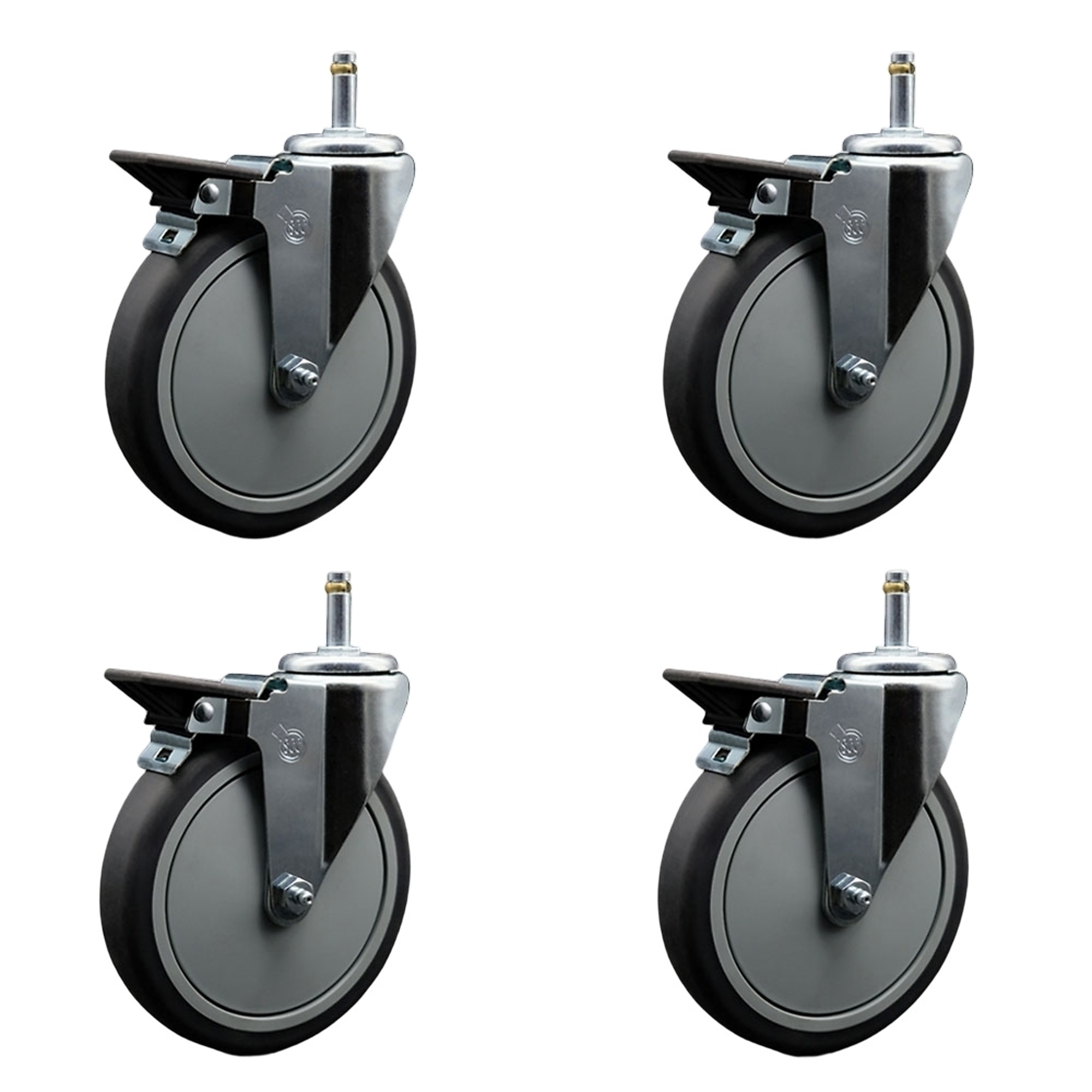 Service Caster, 6Inch x 1 1/4Inch Stem Casters, Wheel Diameter 6 in, Caster Type Swivel, Package (qty.) 4, Model SCC-GR20S614-TPRB-PLB-716138-4