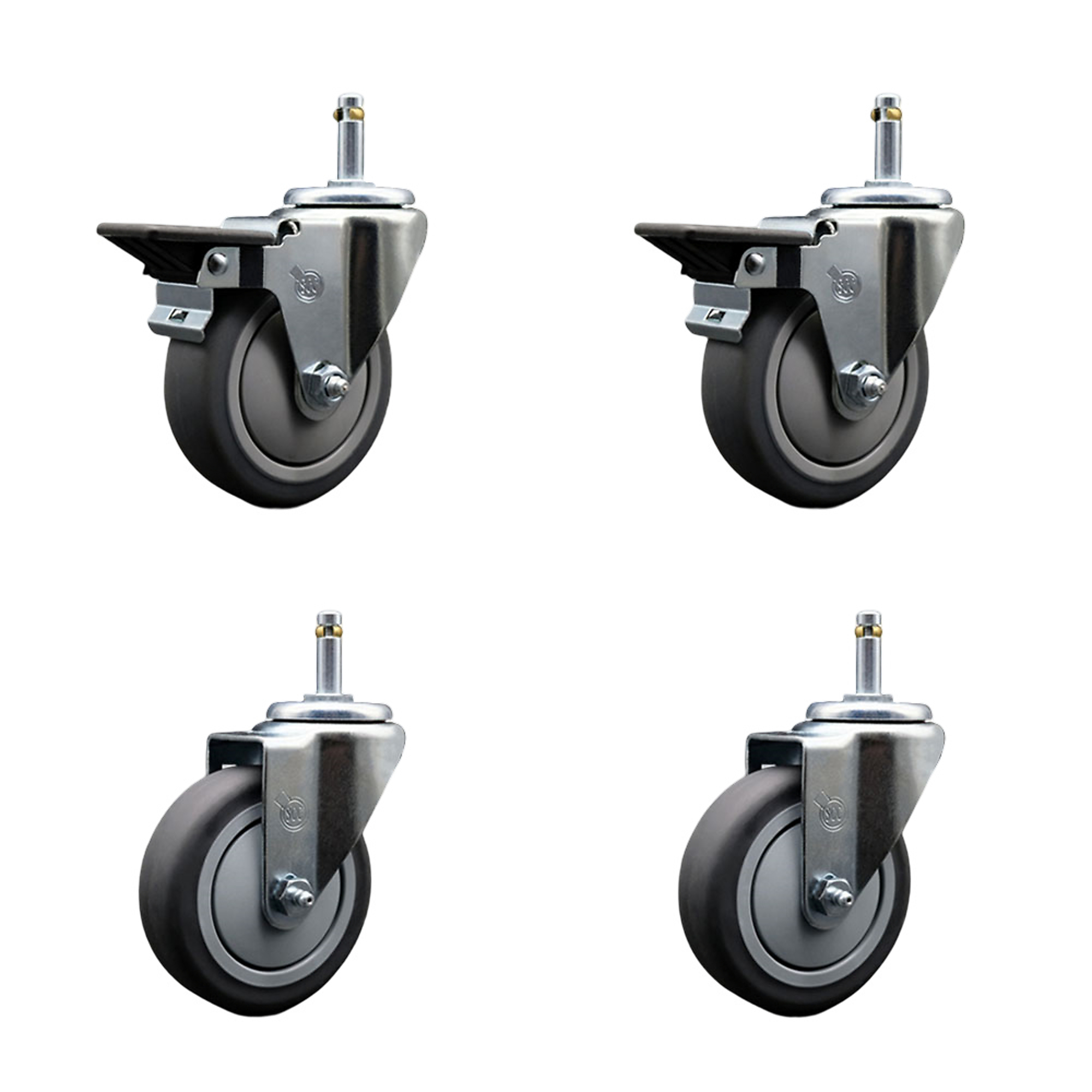 Service Caster, 4Inch x 1 1/4Inch Stem Casters, Wheel Diameter 4 in, Caster Type Swivel, Package (qty.) 4, Model SCC-GR20S414-TPRB-PLB-716138-2-S-2