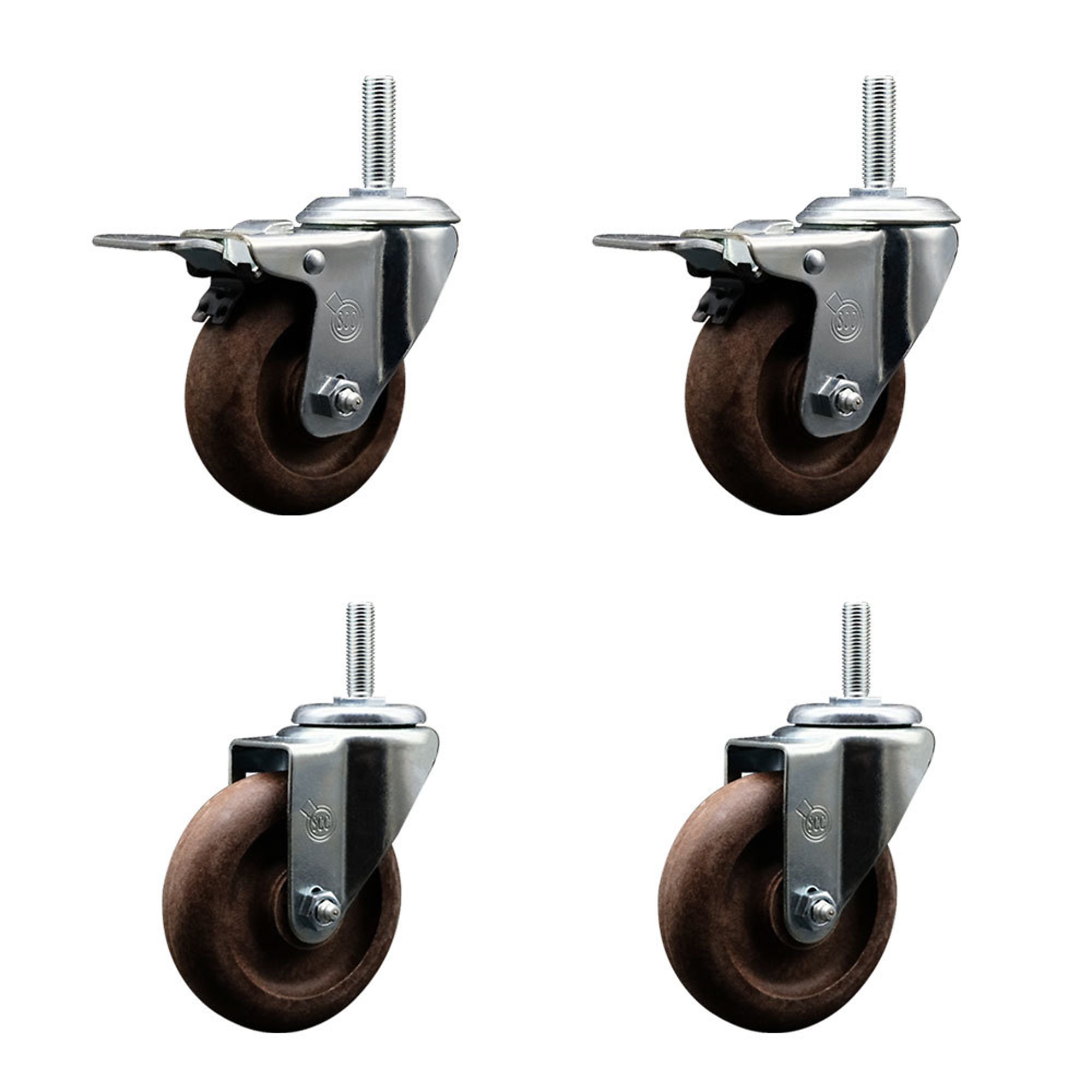 Service Caster, 4Inch x 1 1/4Inch Stem Casters, Wheel Diameter 4 in, Caster Type Swivel, Package (qty.) 4, Model SCC-TSTTL20S414-GFNSHT-34212-2-S-2