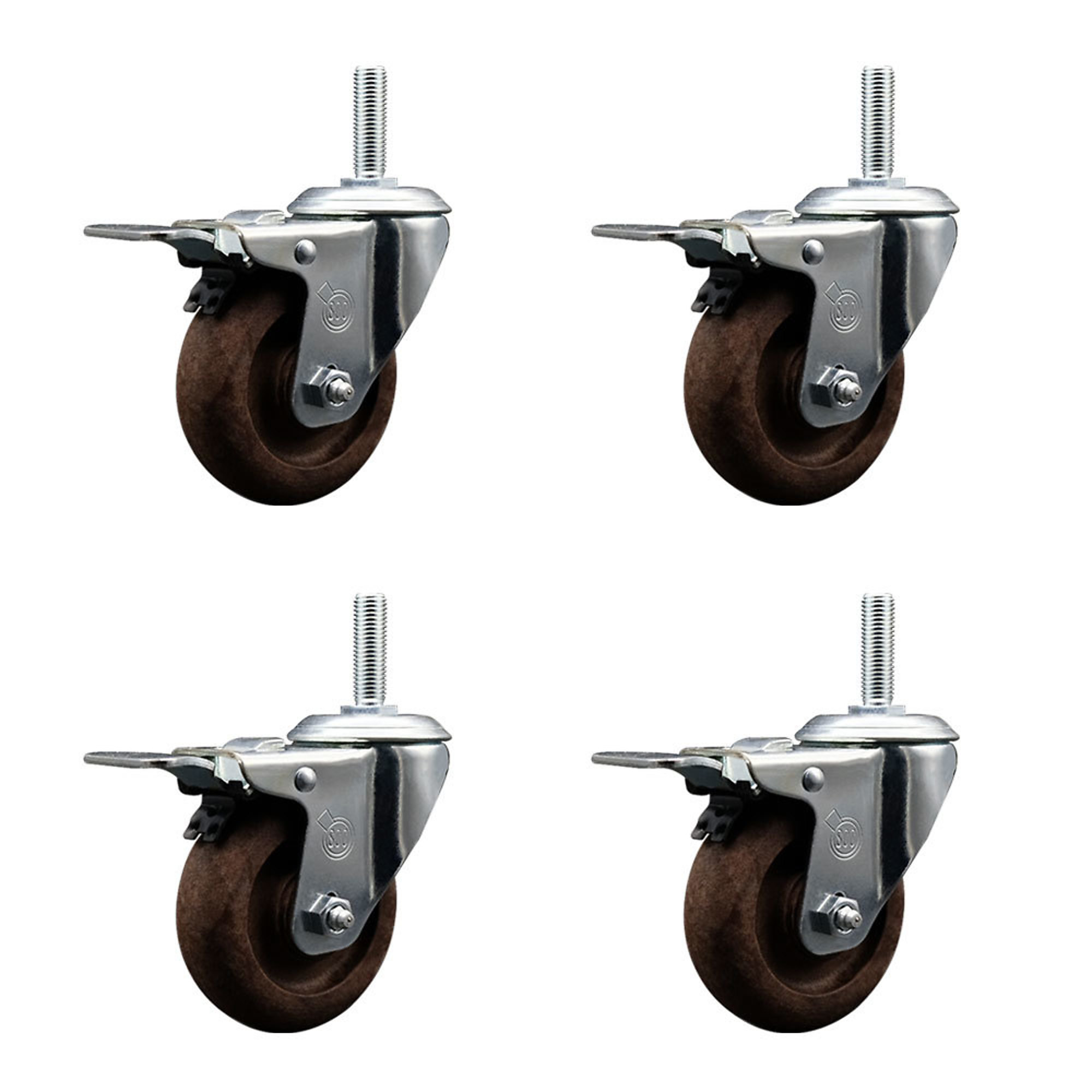 Service Caster, 4Inch x 1 1/4Inch Stem Casters, Wheel Diameter 4 in, Caster Type Swivel, Package (qty.) 4, Model SCC-TSTTL20S414-GFNSHT-34212-4