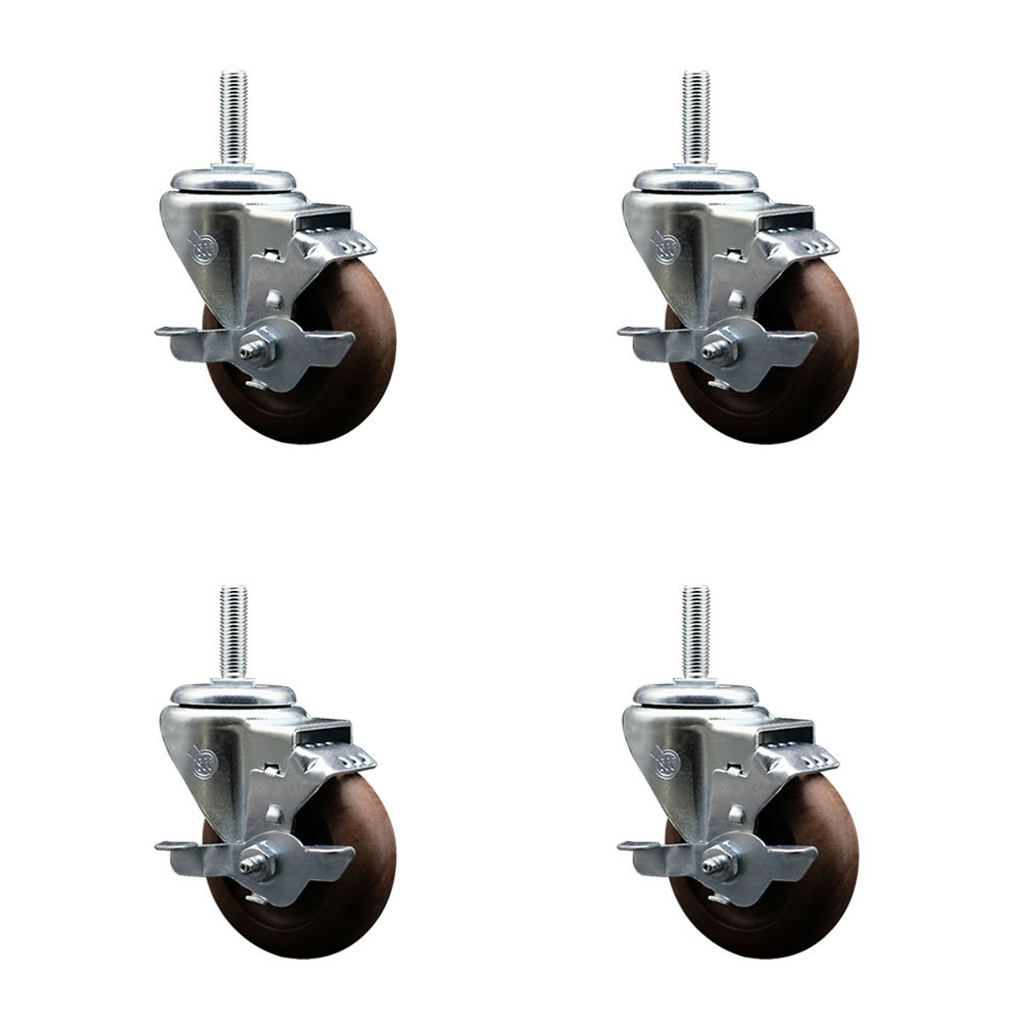 Service Caster, 3 1/2Inch x 1 1/4Inch Stem Casters, Wheel Diameter 3.5 in, Caster Type Swivel, Package (qty.) 4, Model SCC-TS20S3514-GFNSHT-58212-4