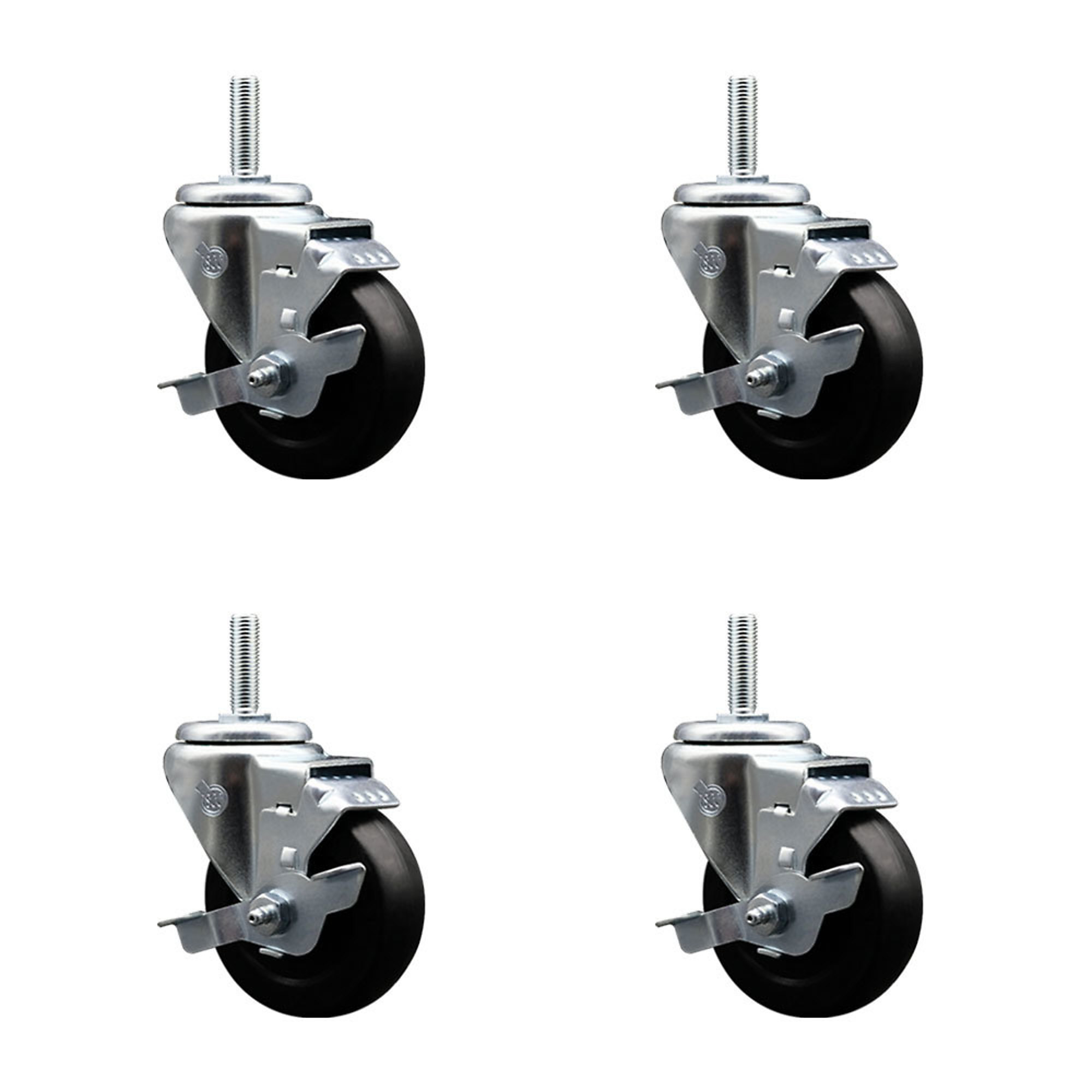 Service Caster, 3 1/2Inch x 1 1/4Inch Stem Casters, Wheel Diameter 3.5 in, Caster Type Swivel, Package (qty.) 4, Model SCC-TS20S3514-HRS-TLB-34212-4