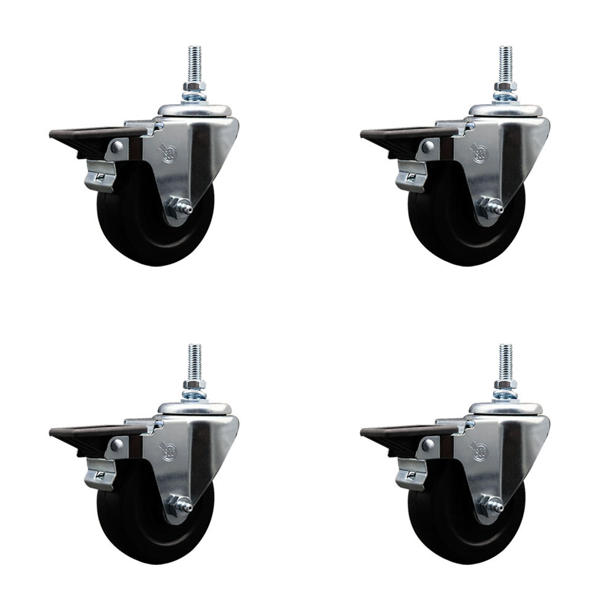 Service Caster, 3 1/2Inch x 1 1/4Inch Stem Casters, Wheel Diameter 3.5 in, Caster Type Swivel, Package (qty.) 4, Model SCC-TS20S3514-HRS-PLB-381615-4