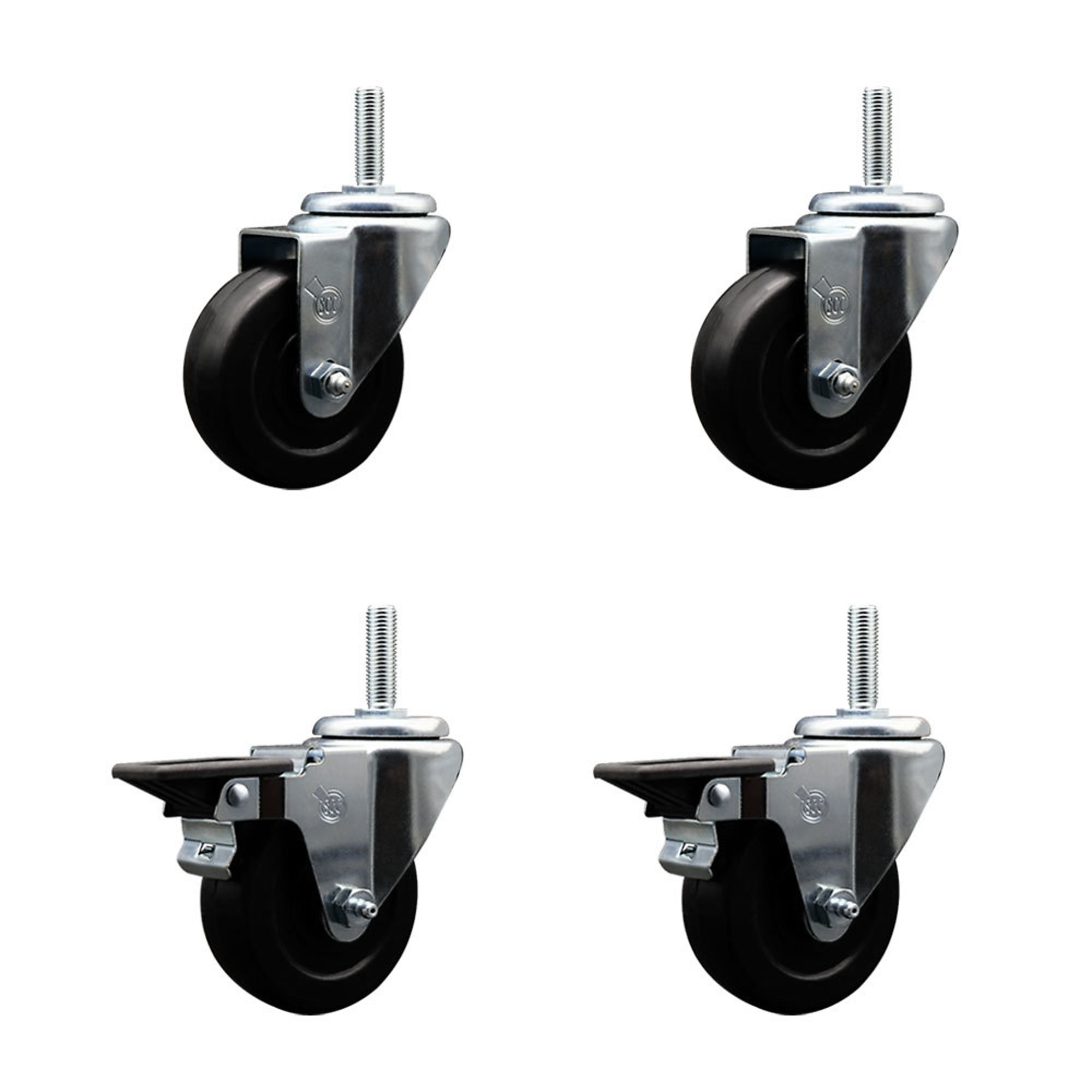 Service Caster, 3 1/2Inch x 1 1/4Inch Stem Casters, Wheel Diameter 3.5 in, Caster Type Swivel, Package (qty.) 4, Model SCC-TS20S3514-HRS-34212-2-PLB-2