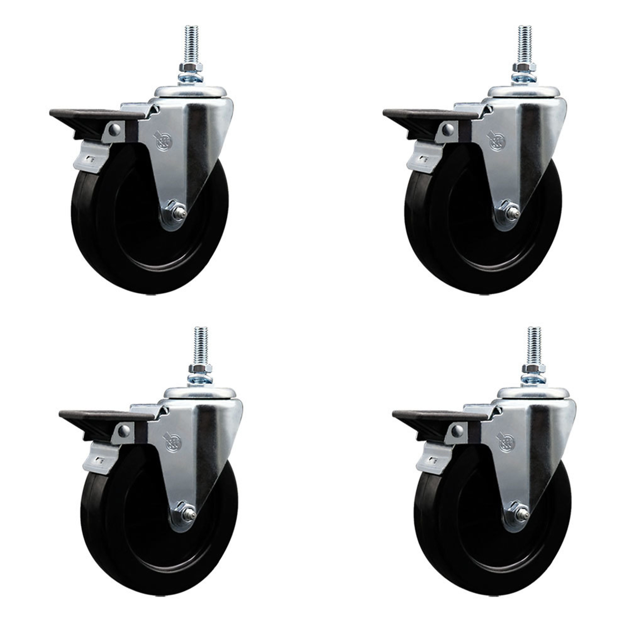 Service Caster, 5Inch x 1 1/4Inch Stem Casters, Wheel Diameter 5 in, Caster Type Swivel, Package (qty.) 4, Model SCC-TS20S514-HRS-PLB-381615-4