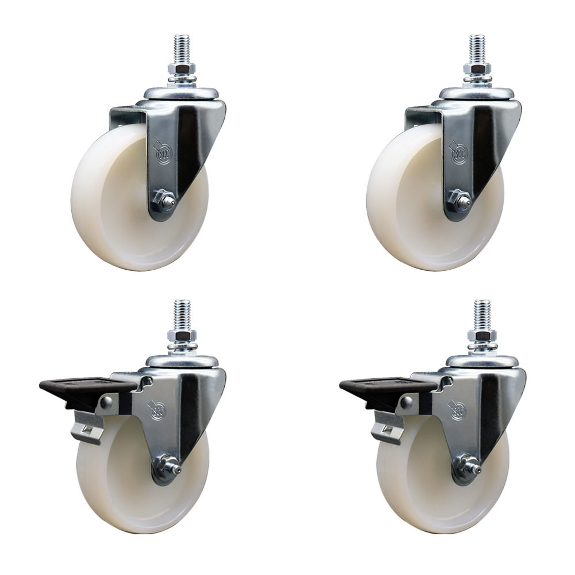 Service Caster, 4Inch x 1 1/4Inch Stem Casters, Wheel Diameter 5 in, Caster Type Swivel, Package (qty.) 4, Model SCC-TS20S414-NYS-121315-2-PLB-2