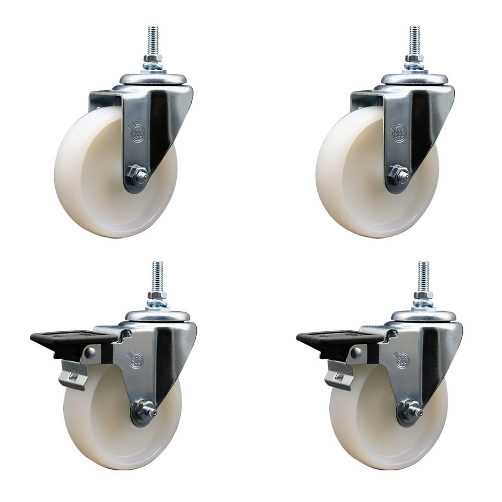 Service Caster, 4Inch x 1 1/4Inch Stem Casters, Wheel Diameter 4 in, Caster Type Swivel, Package (qty.) 4, Model SCC-TS20S414-NYS-381615-2-PLB-2