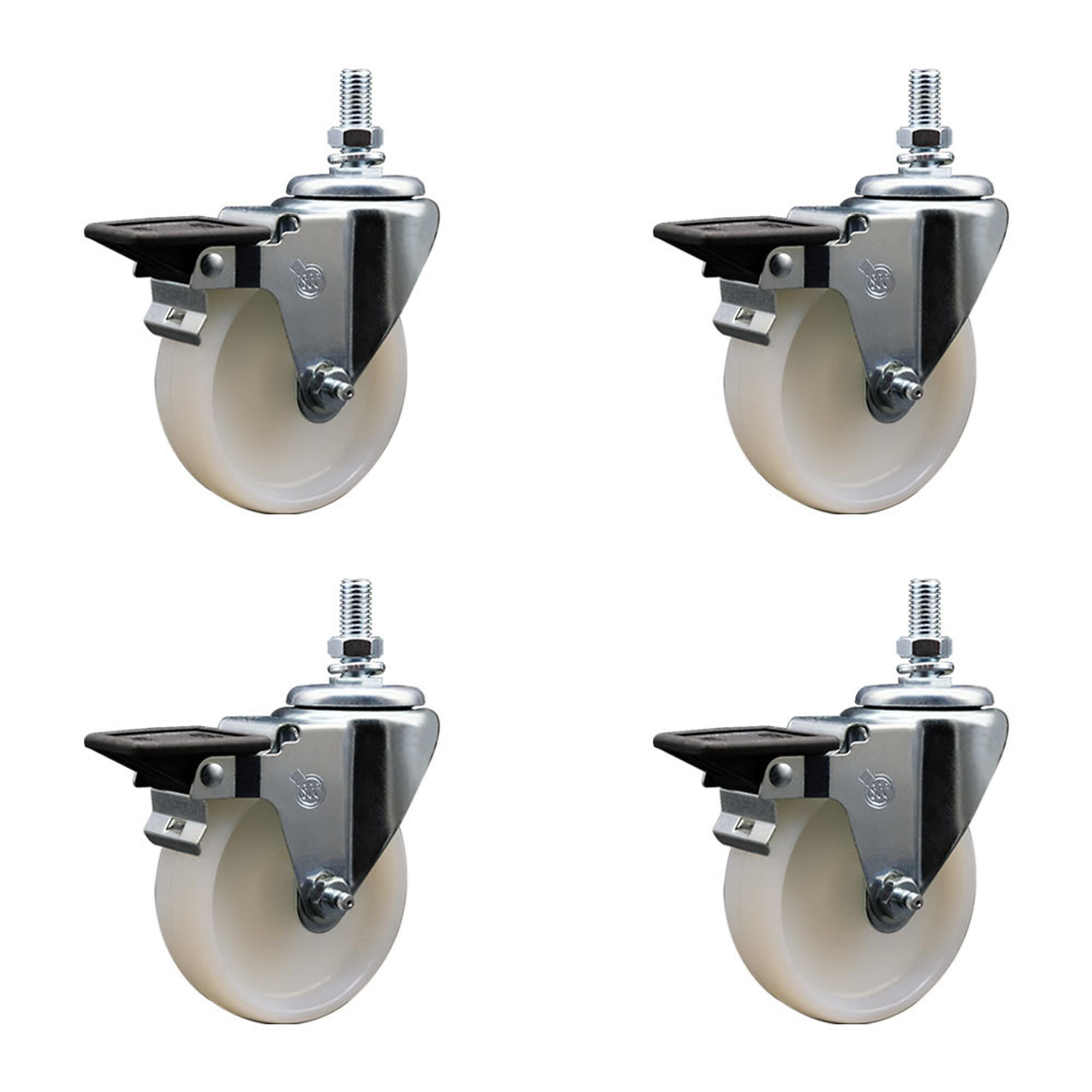 Service Caster, 4Inch x 1 1/4Inch Stem Casters, Wheel Diameter 4 in, Caster Type Swivel, Package (qty.) 4, Model SCC-TS20S414-NYS-PLB-M1015-4