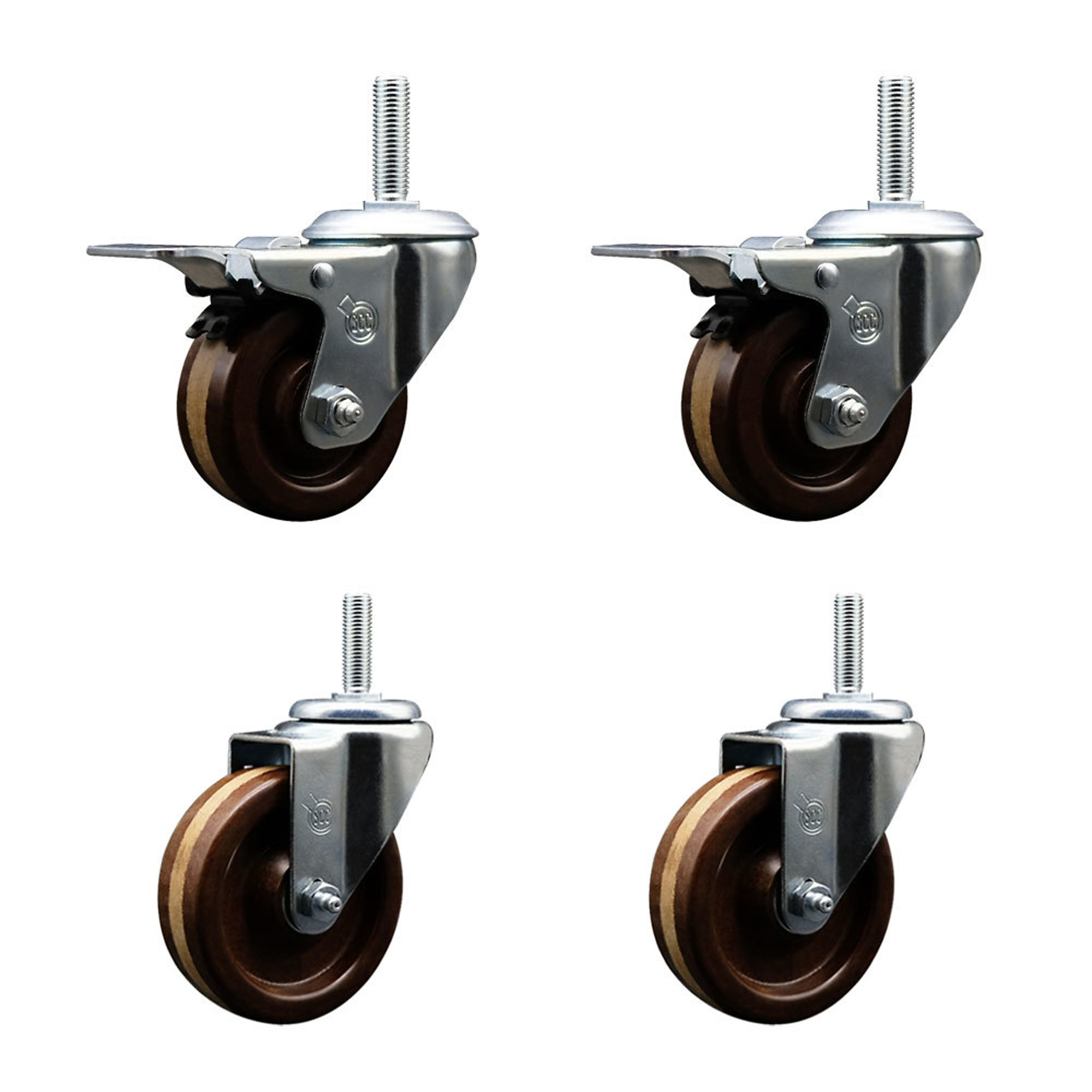 Service Caster, 4Inch x 1 1/4Inch Stem Casters, Wheel Diameter 4 in, Caster Type Swivel, Package (qty.) 4, Model SCC-TSTTL20S414-PHRHT-34212-2-S-2