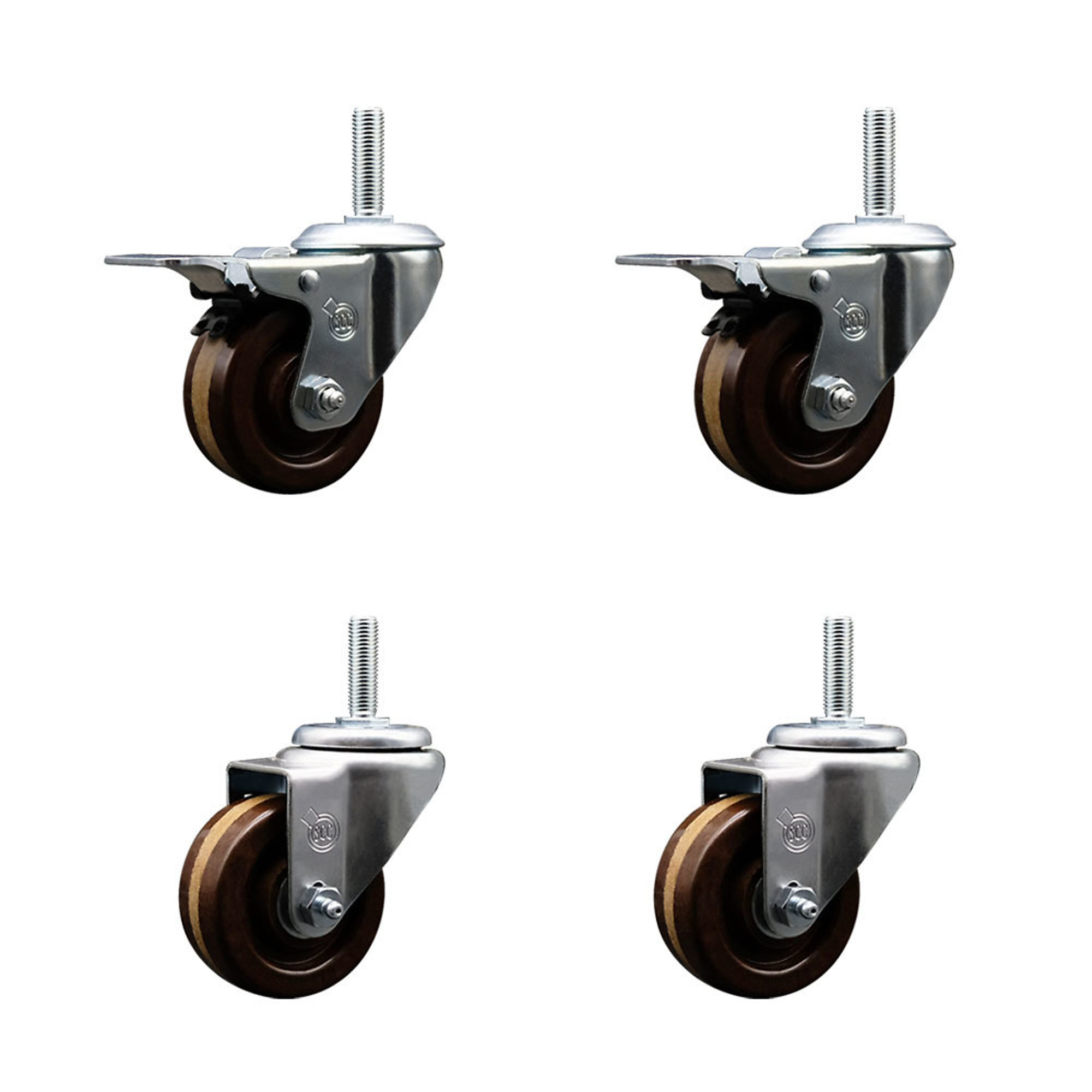 Service Caster, 4Inch x 1 1/4Inch Stem Casters, Wheel Diameter 3 in, Caster Type Swivel, Package (qty.) 4, Model SCC-TSTTL20S314-PHRHT-34212-2-S-2