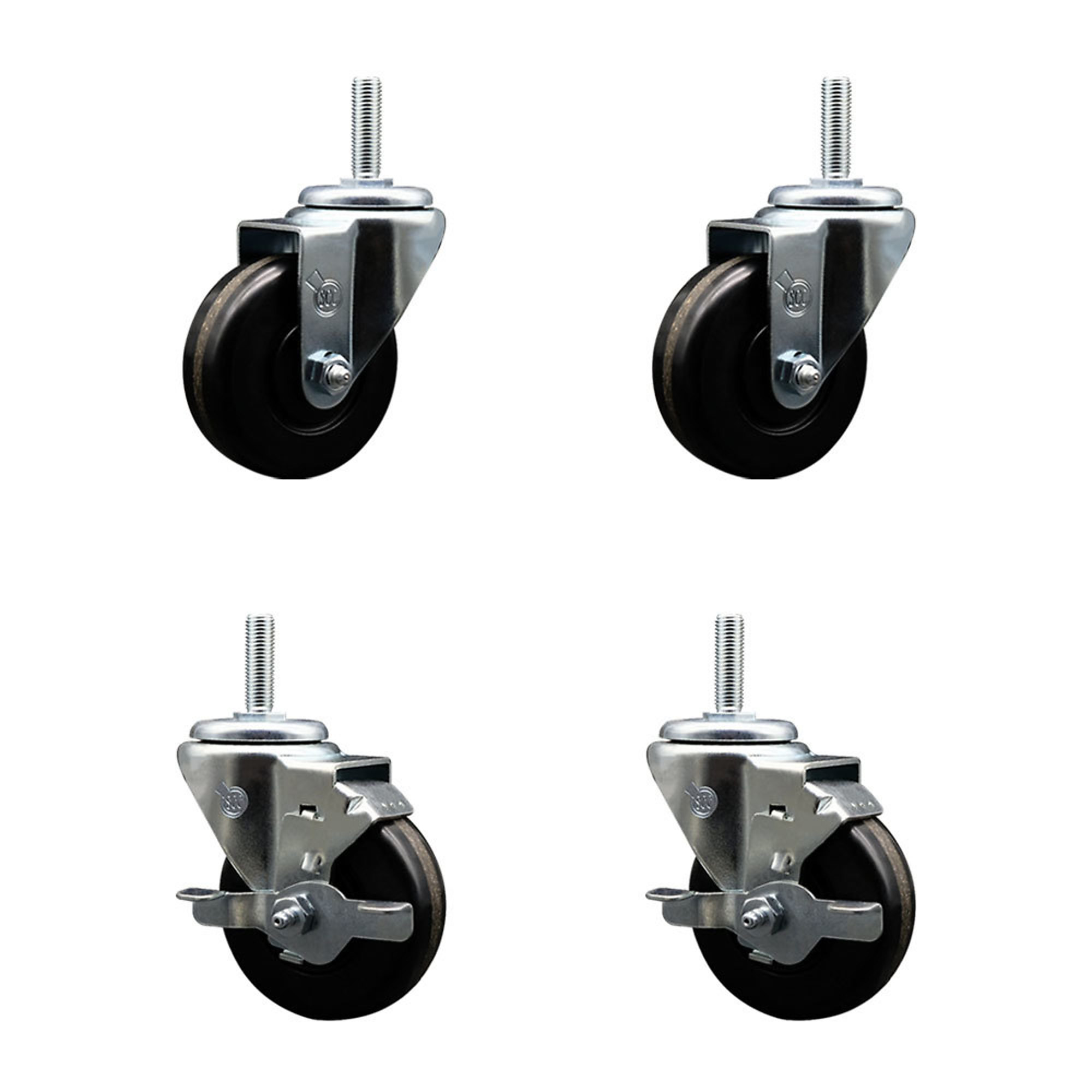 Service Caster, 3 1/2Inch x 1 1/4Inch Stem Casters, Wheel Diameter 3.5 in, Caster Type Swivel, Package (qty.) 4, Model SCC-TS20S3514-PHR-34212-2-TLB-2