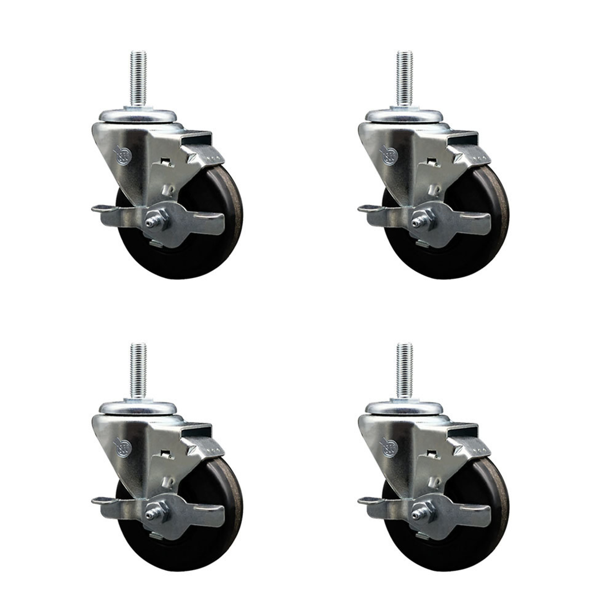 Service Caster, 3 1/2Inch x 1 1/4Inch Stem Casters, Wheel Diameter 3.5 in, Caster Type Swivel, Package (qty.) 4, Model SCC-TS20S3514-PHR-TLB-34212-4