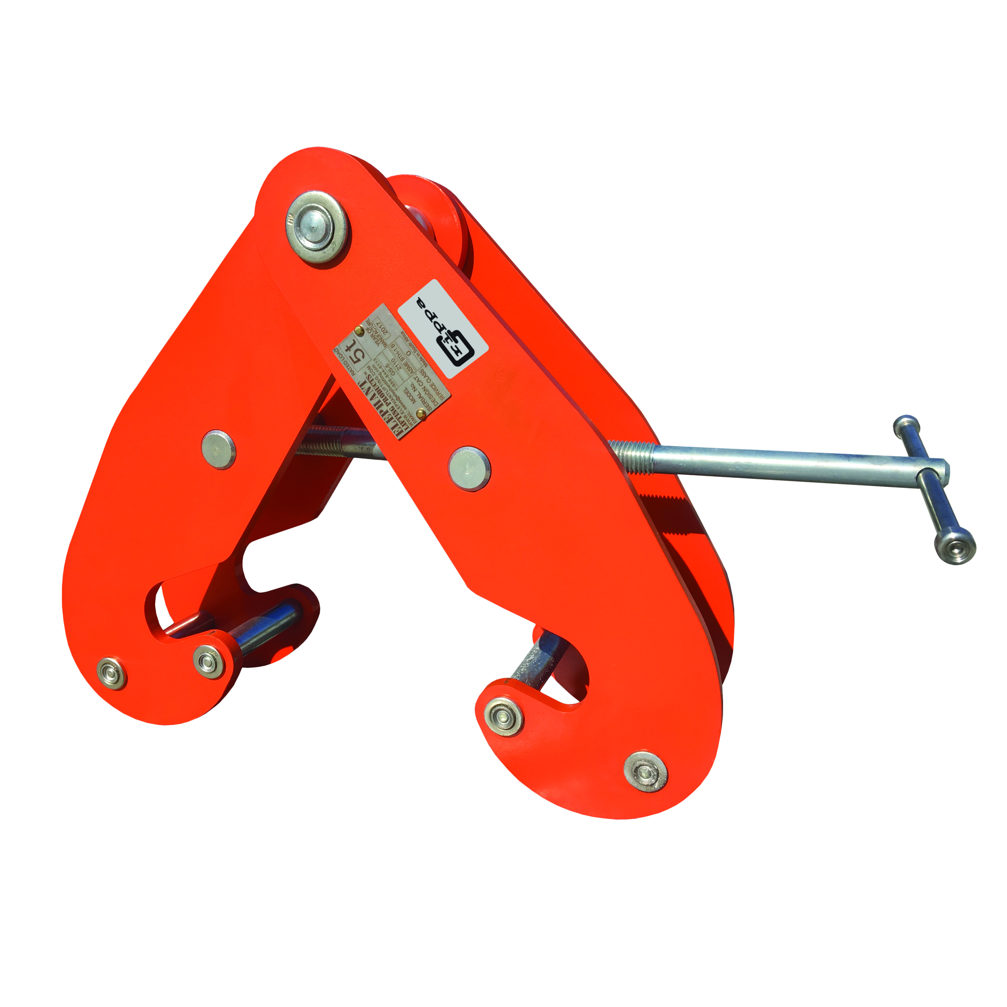 ElephantLifting, Grippa GS Girder Clamp, Capacity 5 Tons, MInch Jaw Capacity 4.7 in, Max. Jaw Capacity 16.9 in, Model GS