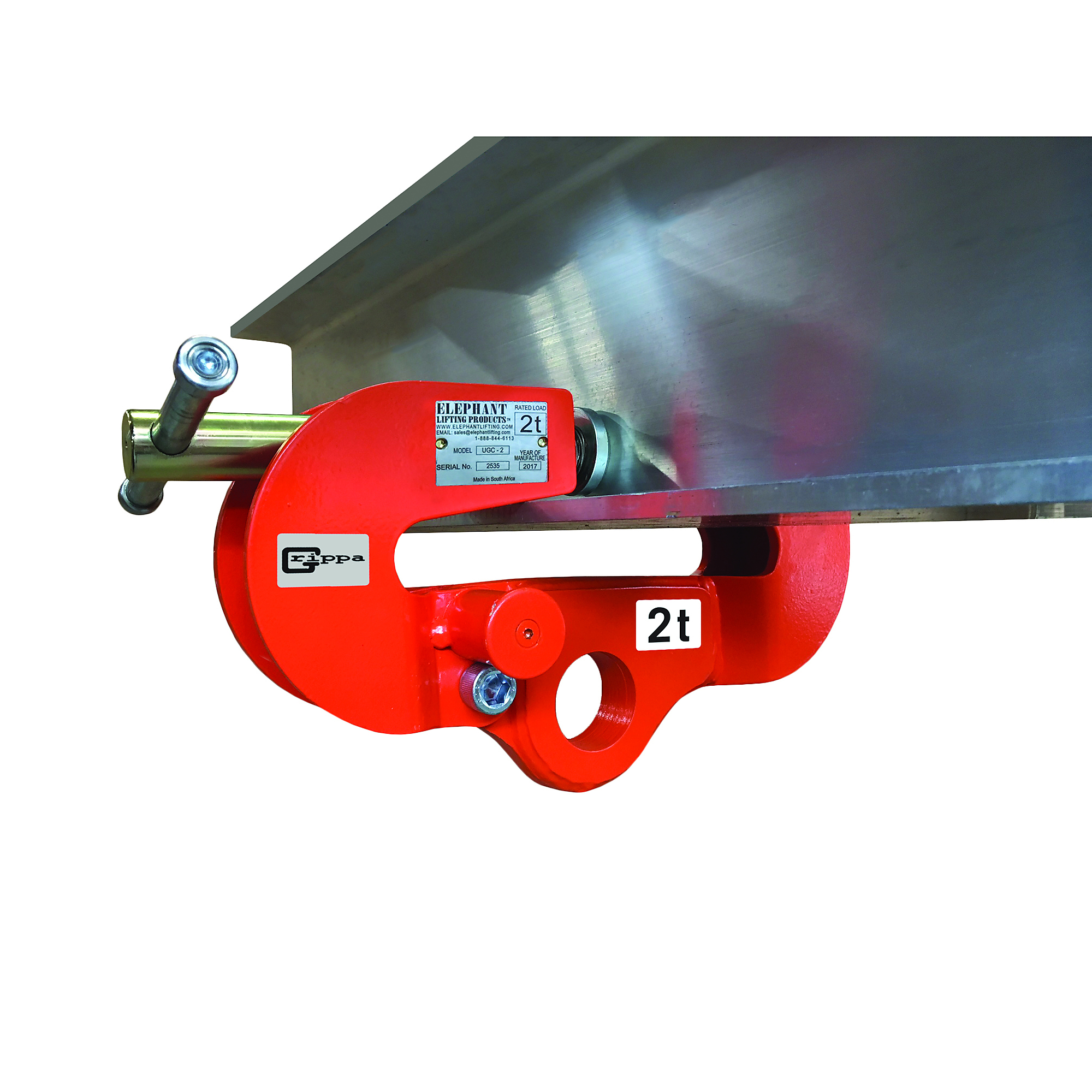 ElephantLifting, Universal Grippa Clamp, Capacity 20 Tons, MInch Jaw Capacity 4.9 in, Max. Jaw Capacity 20.5 in, Model UGC