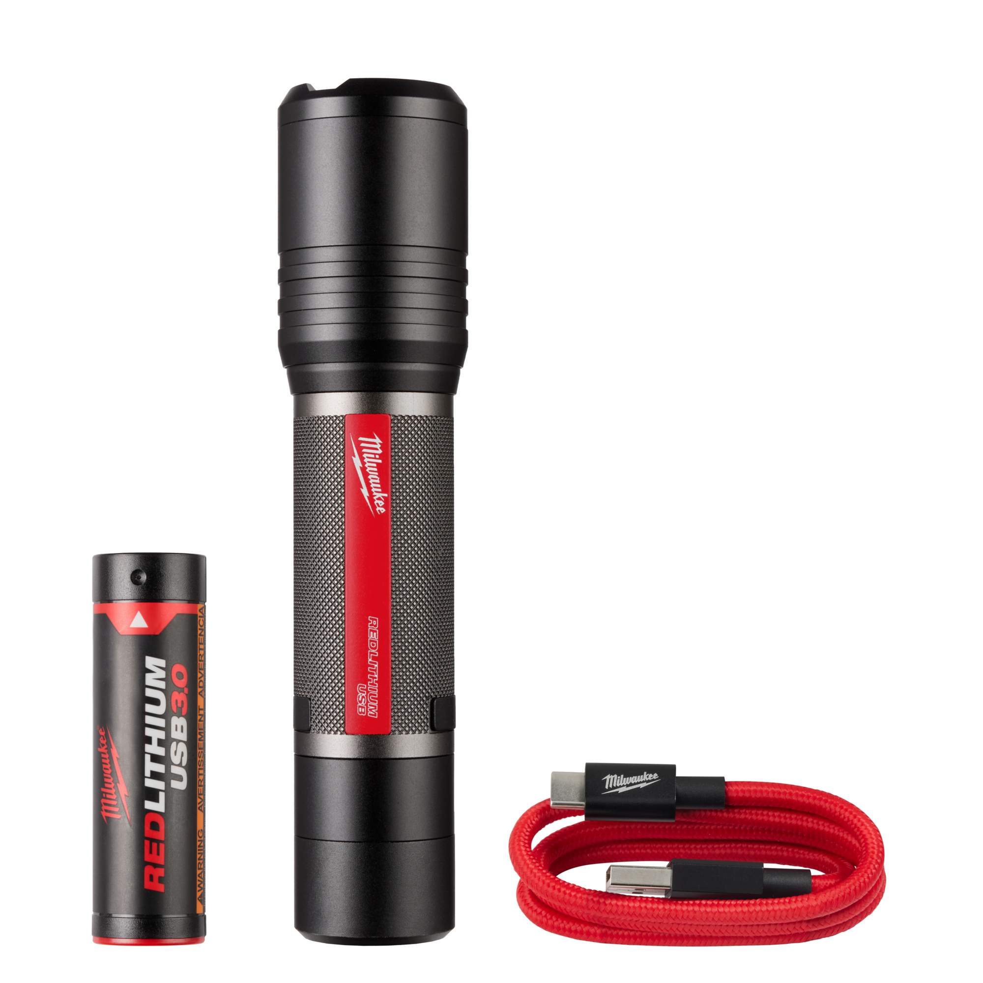 Milwaukee, REDLITHIUM USB 2000L Slide Focus Flashlight, Light Output 2000 lumen, Light Bulb Type LED, Model 2162-21