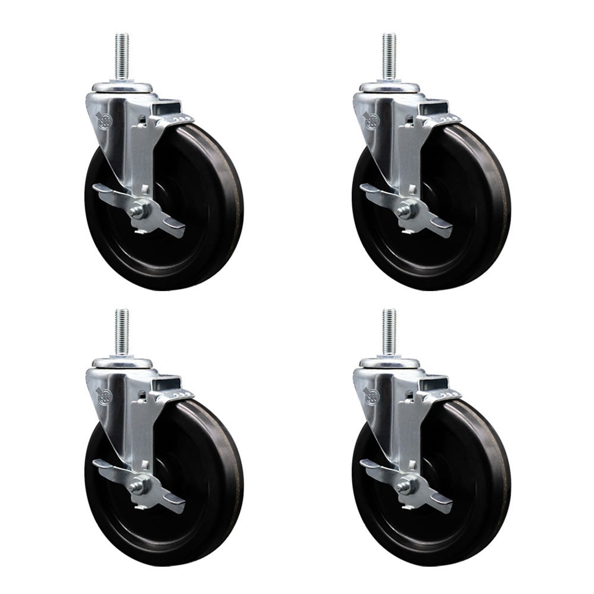 Service Caster, 6Inch x 1 1/2Inch Stem Casters, Wheel Diameter 6 in, Caster Type Swivel, Package (qty.) 4, Model SCC-TS20S615-PHS-TLB-34212-4