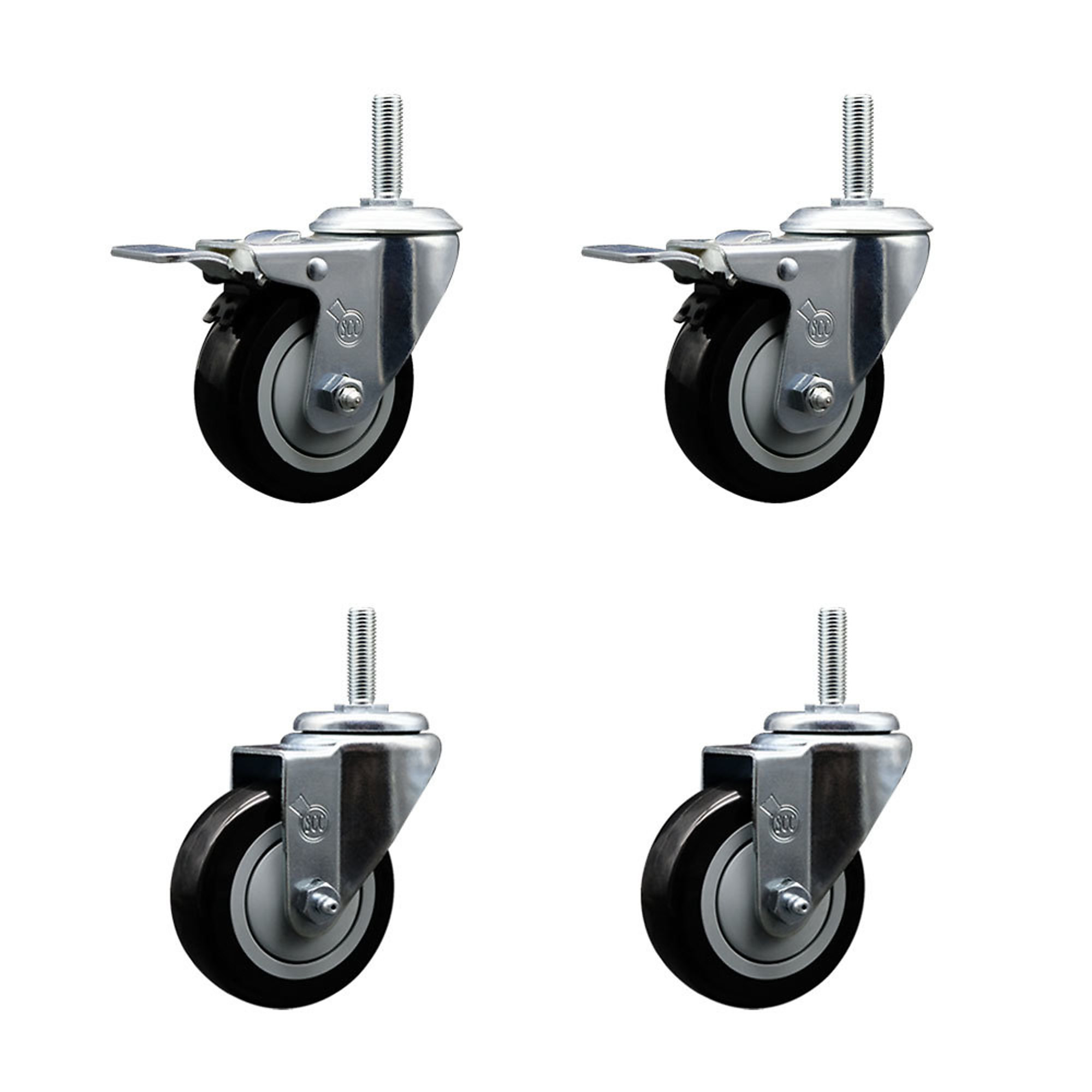 Service Caster, 3 1/2Inch x 1 1/4Inch Stem Casters, Wheel Diameter 3.5 in, Caster Type Swivel, Package (qty.) 4, Model SCC-TSTTL20S3514-PPUB-BLK-34212