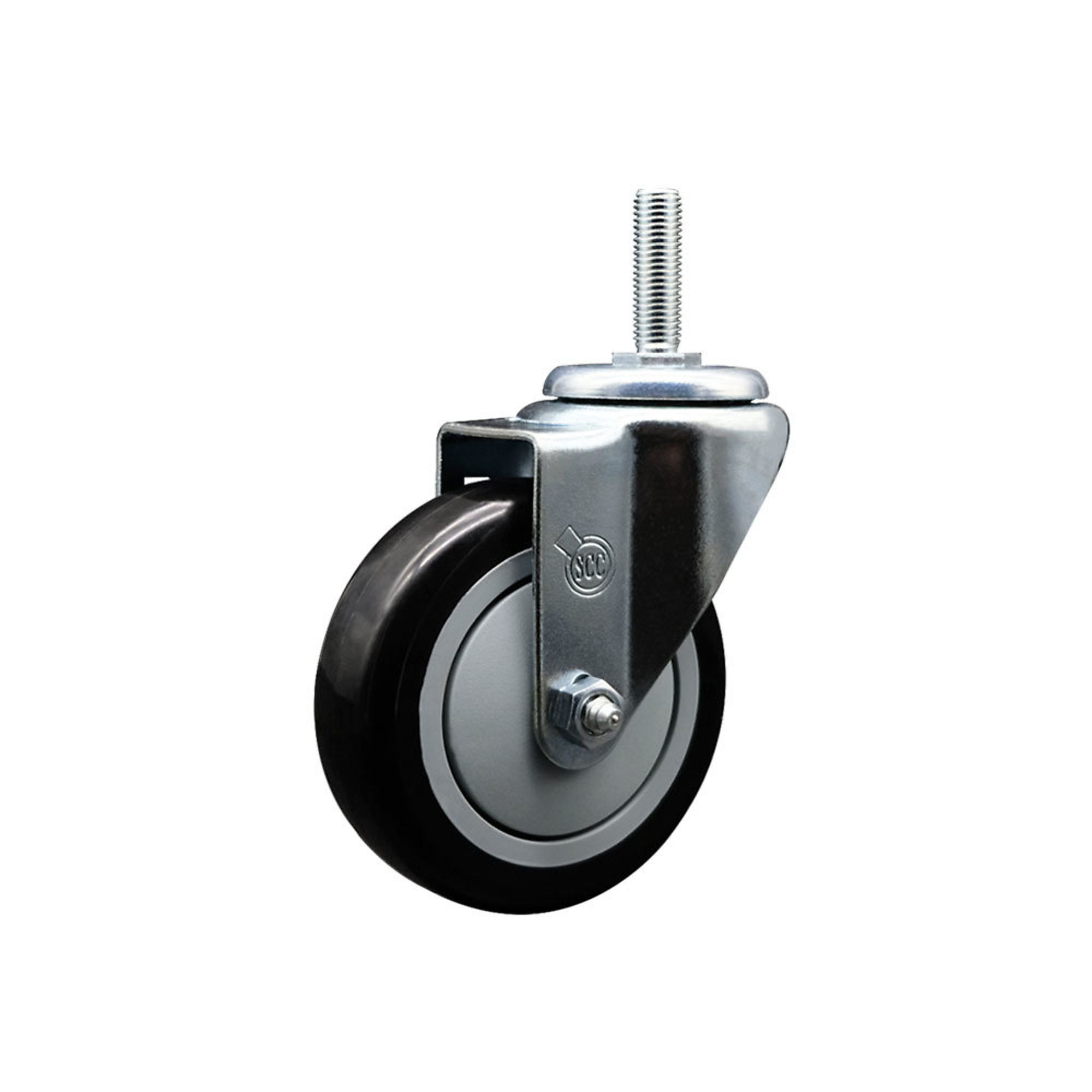 Service Caster, 4Inch x 1 1/4Inch Stem Caster, Wheel Diameter 4 in, Caster Type Swivel, Package (qty.) 1, Model SCC-TS20S414-PPUB-BLK-34212