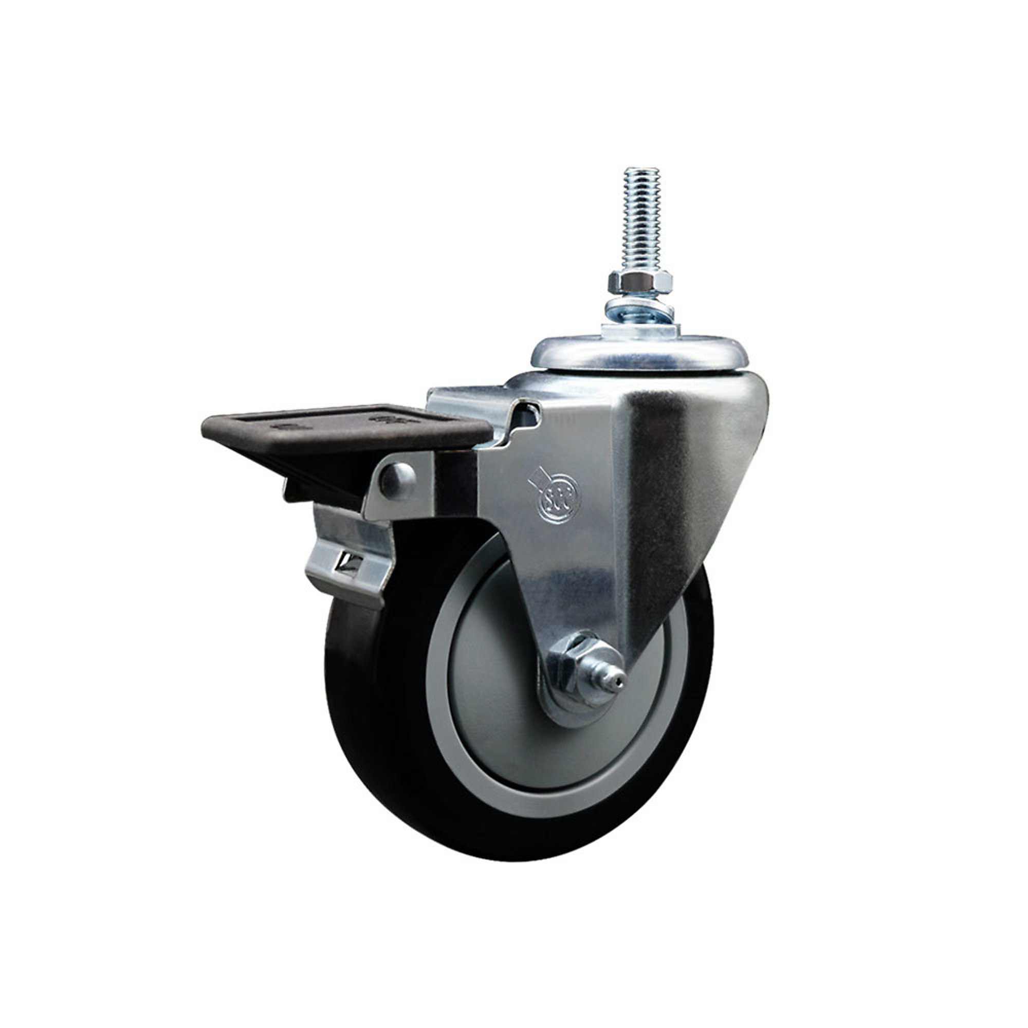 Service Caster, 4Inch x 1 1/4Inch Stem Caster, Wheel Diameter 4 in, Caster Type Swivel, Package (qty.) 1, Model SCC-TS20S414-PPUB-BLK-PLB-381615