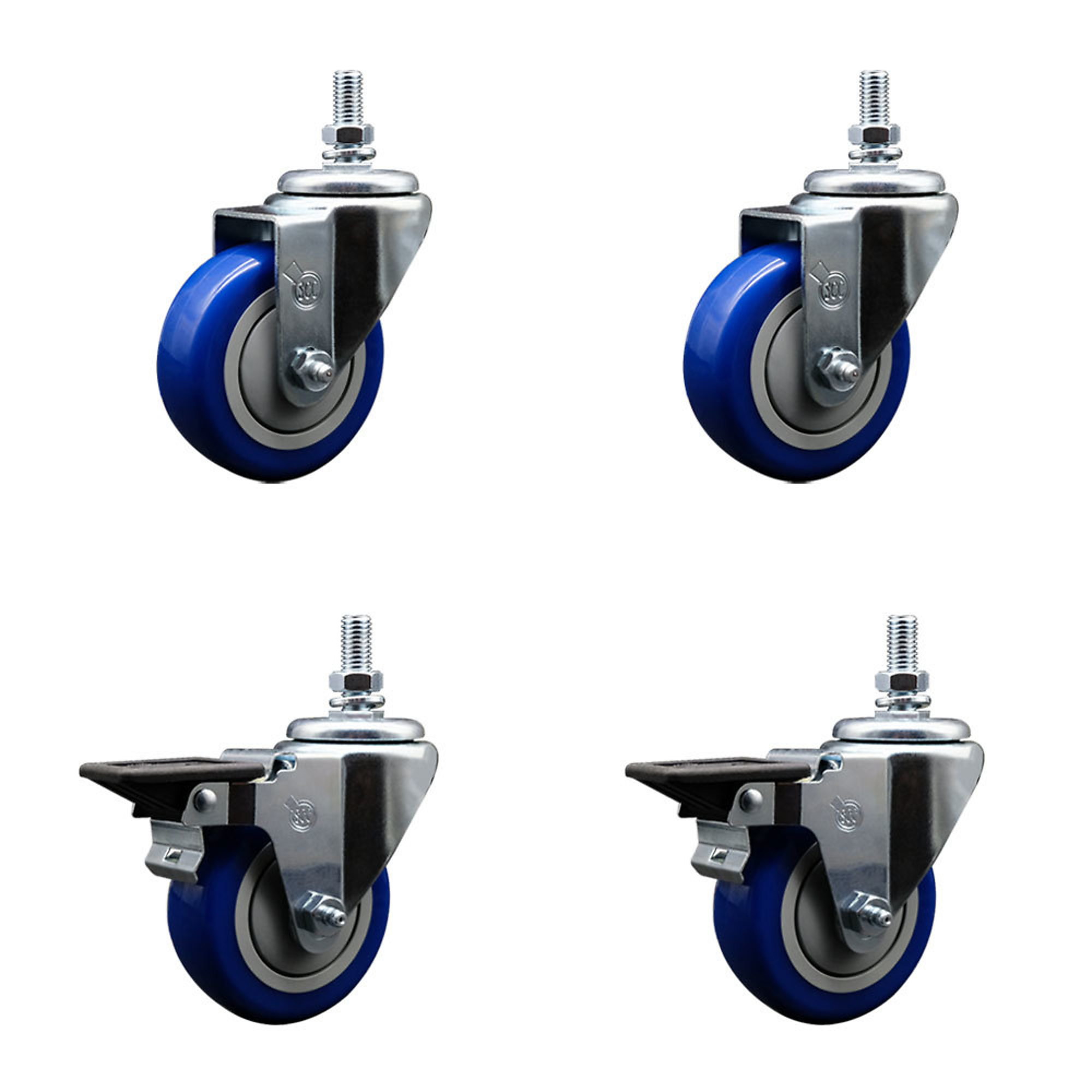 Service Caster, 3 1/2Inch x 1 1/4Inch Stem Casters, Wheel Diameter 3.5 in, Caster Type Swivel, Package (qty.) 4, Model SCC-TS20S3514-PPUB-BLUE-121315-