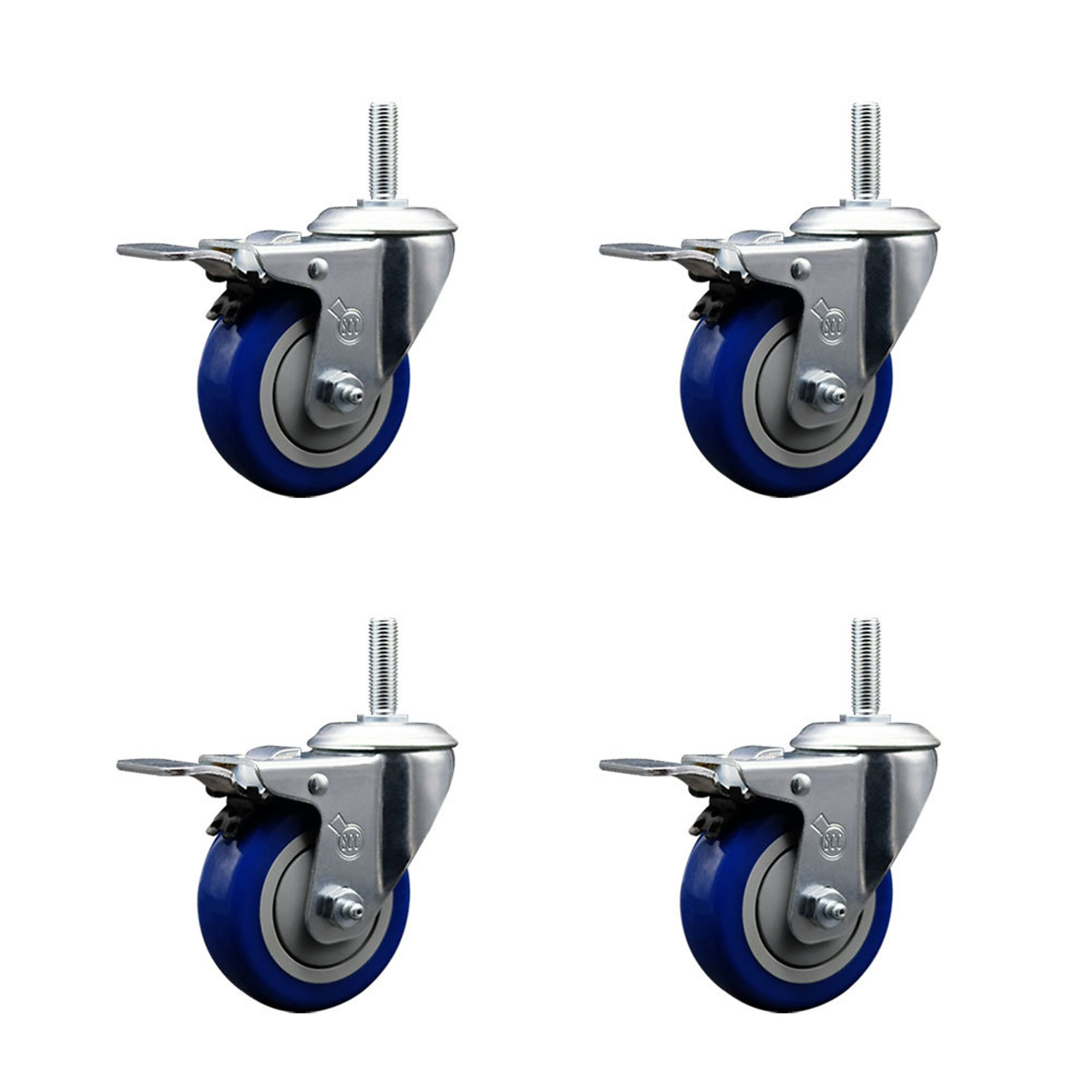 Service Caster, 3 1/2Inch x 1 1/4Inch Stem Casters, Wheel Diameter 3.5 in, Caster Type Swivel, Package (qty.) 4, Model SCC-TSTTL20S3514-PPUB-BLUE-