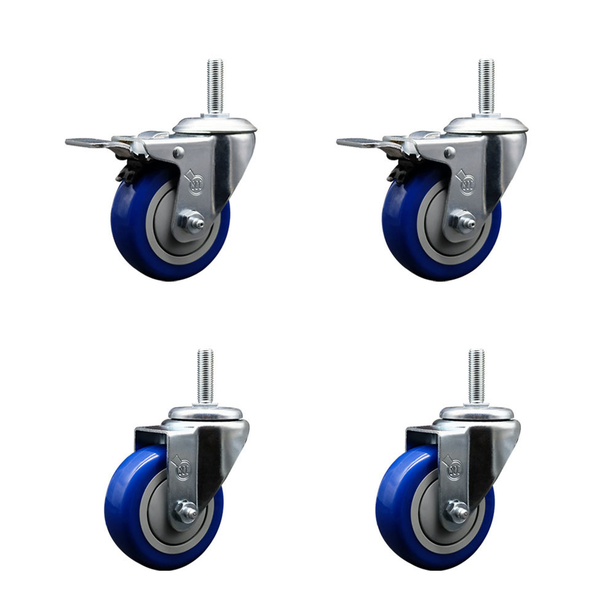 Service Caster, 3 1/2Inch x 1 1/4Inch Stem Casters, Wheel Diameter 3.5 in, Caster Type Swivel, Package (qty.) 4, Model SCC-TSTTL20S3514-PPUB-BLUE-