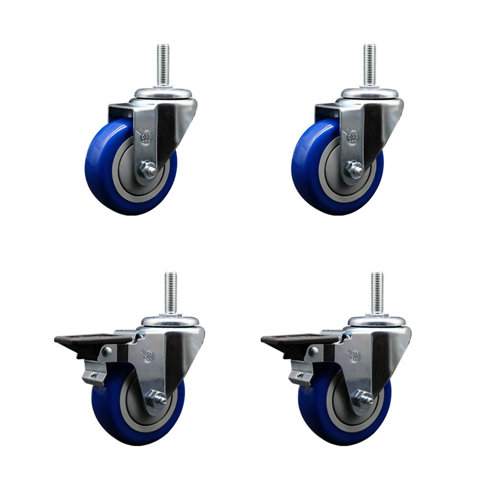 Service Caster, 3 1/2Inch x 1 1/4Inch Stem Casters, Wheel Diameter 3.5 in, Caster Type Swivel, Package (qty.) 4, Model SCC-TS20S3514-PPUB-BLUE-34212-2