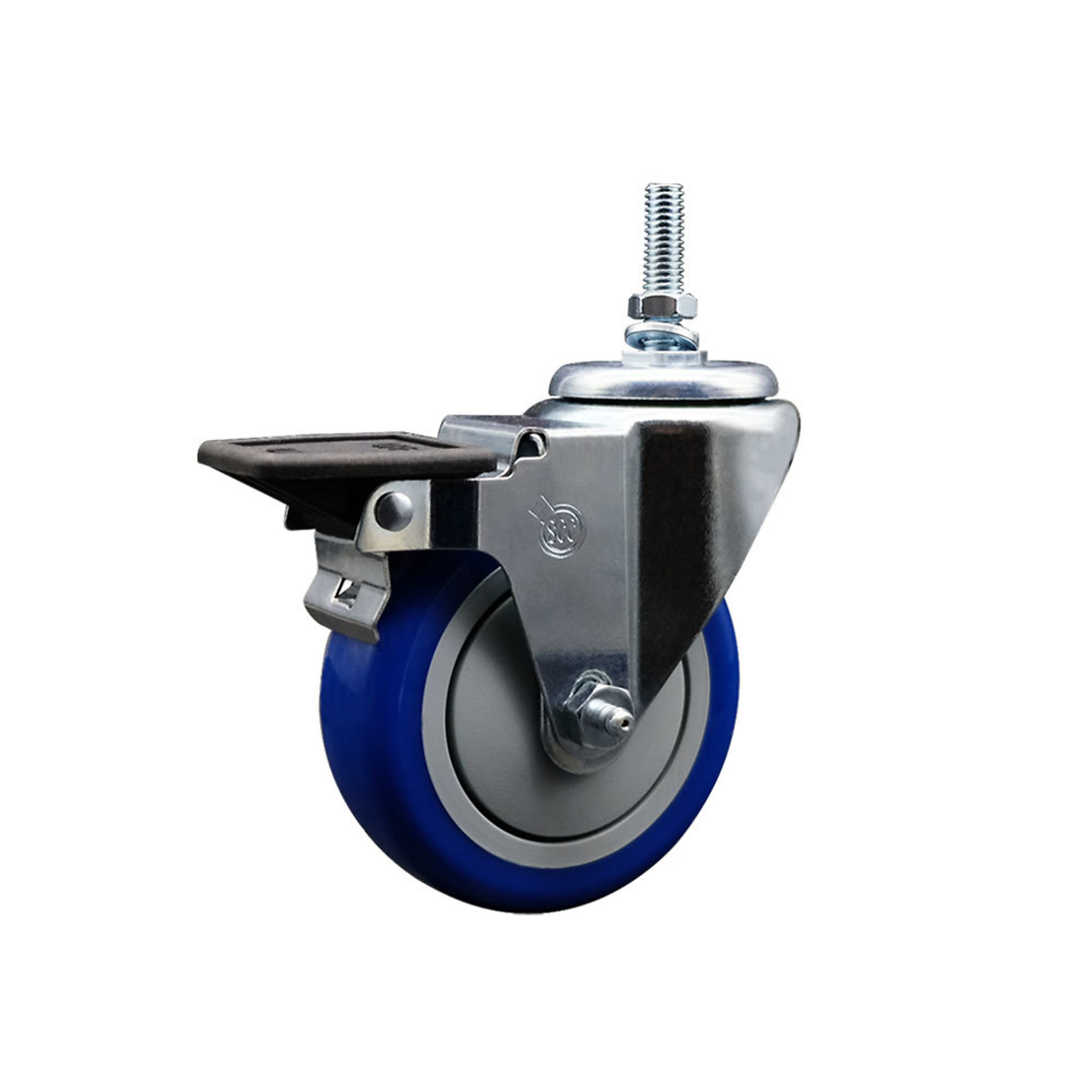 Service Caster, 4Inch x 1 1/4Inch Stem Caster, Wheel Diameter 4 in, Caster Type Swivel, Package (qty.) 1, Model SCC-TS20S414-PPUB-BLUE-PLB-381615