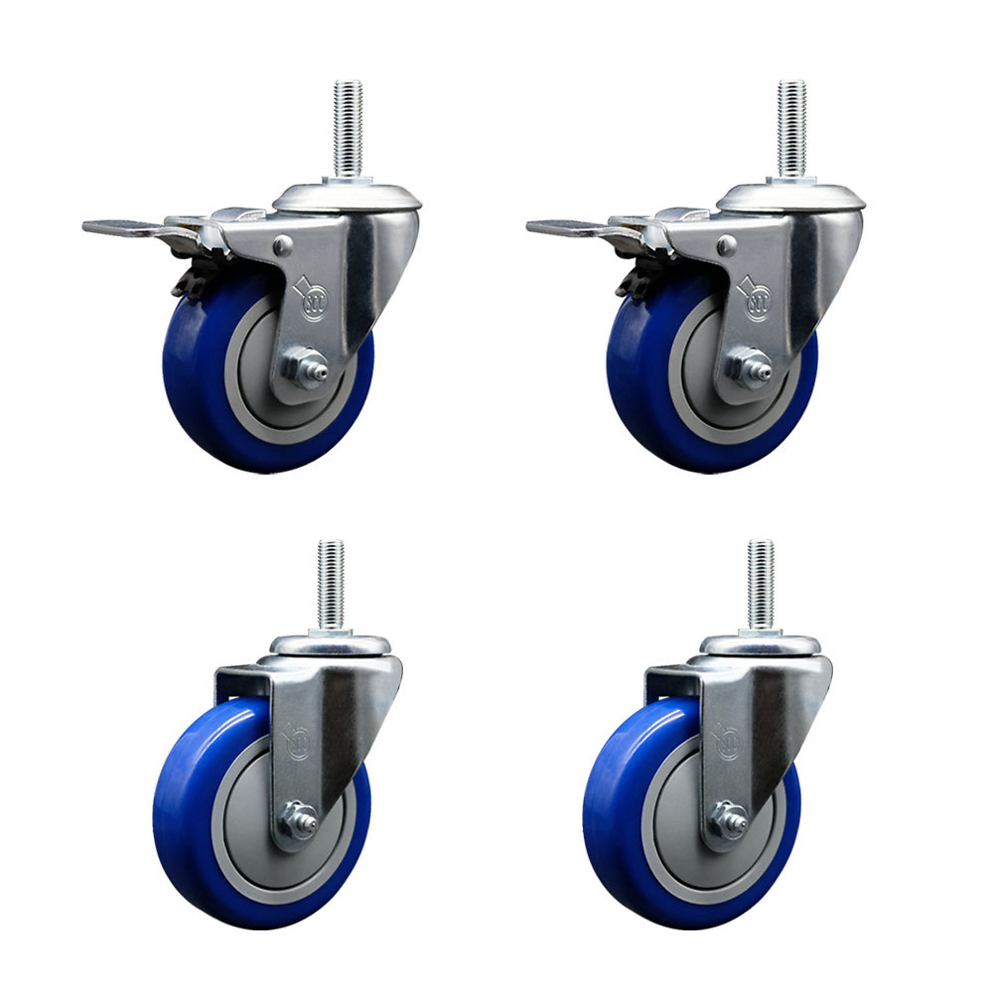 Service Caster, 5Inch x 1 1/4Inch Stem Casters, Wheel Diameter 4 in, Caster Type Swivel, Package (qty.) 4, Model SCC-TSTTL20S414-PPUB-BLUE-34212-2-S2