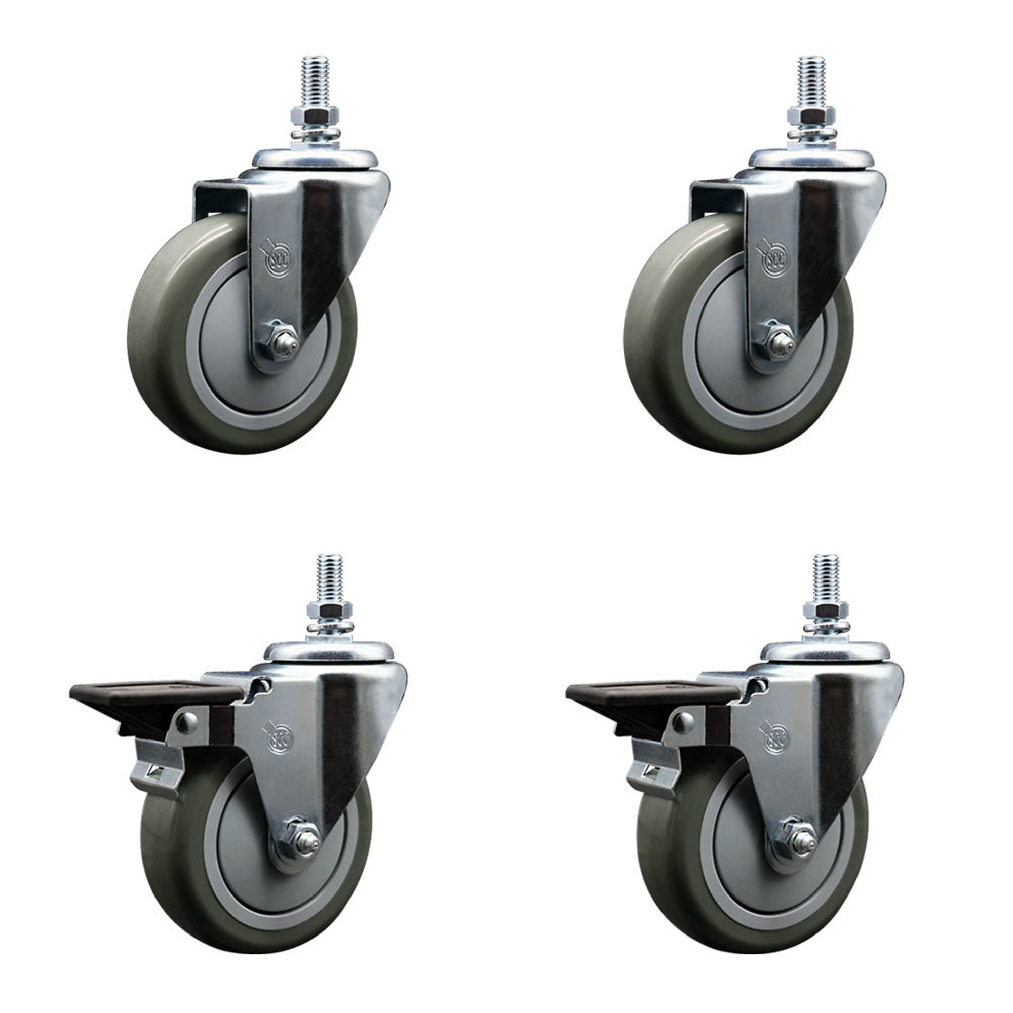 Service Caster, 4Inch x 1 1/4Inch Stem Casters, Wheel Diameter 4 in, Caster Type Swivel, Package (qty.) 4, Model SCC-TS20S414-PPUB-121315-2-PLB-2