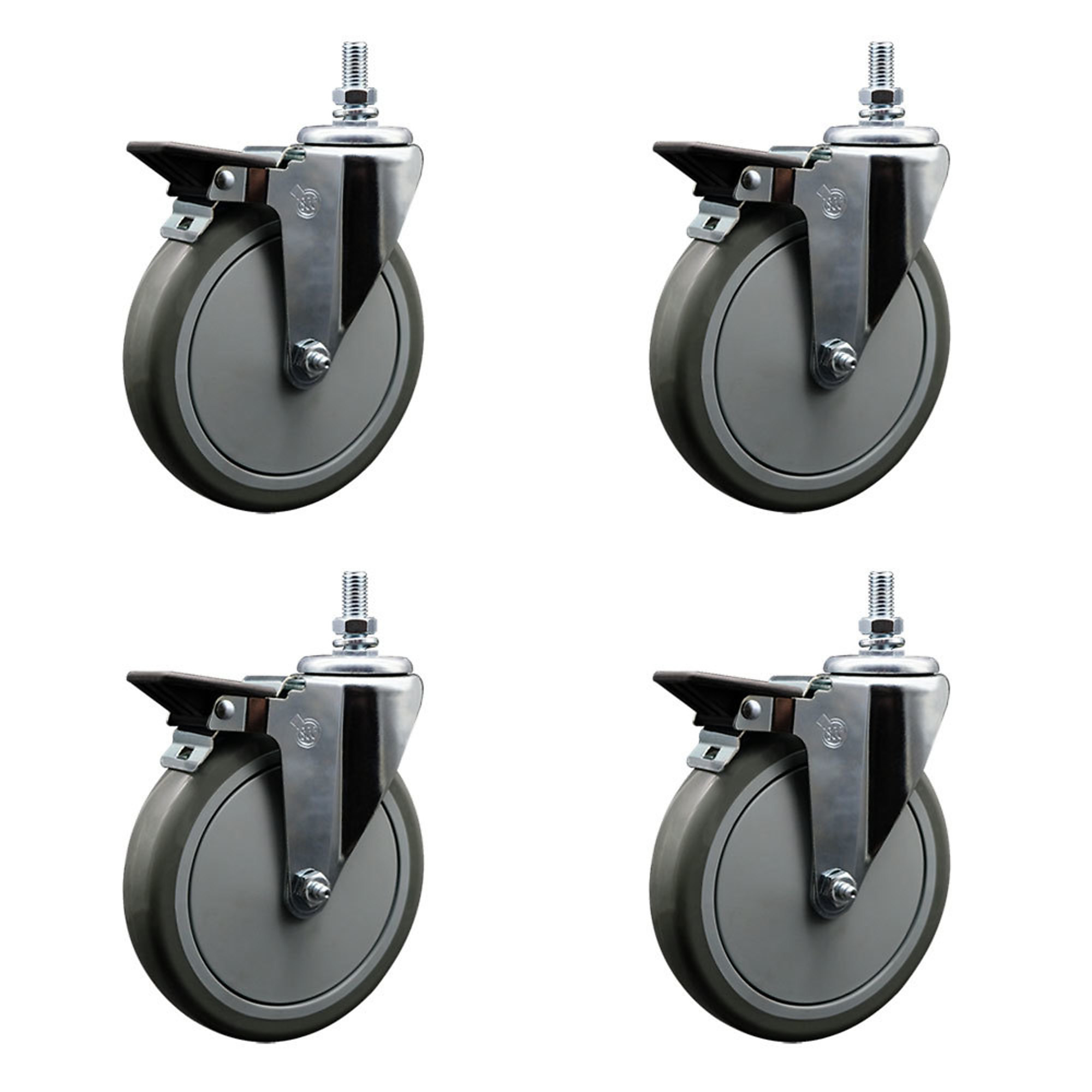 Service Caster, 6Inch x 1 1/4Inch Stem Casters, Wheel Diameter 6 in, Caster Type Swivel, Package (qty.) 4, Model SCC-TS20S614-PPUB-PLB-121315-4