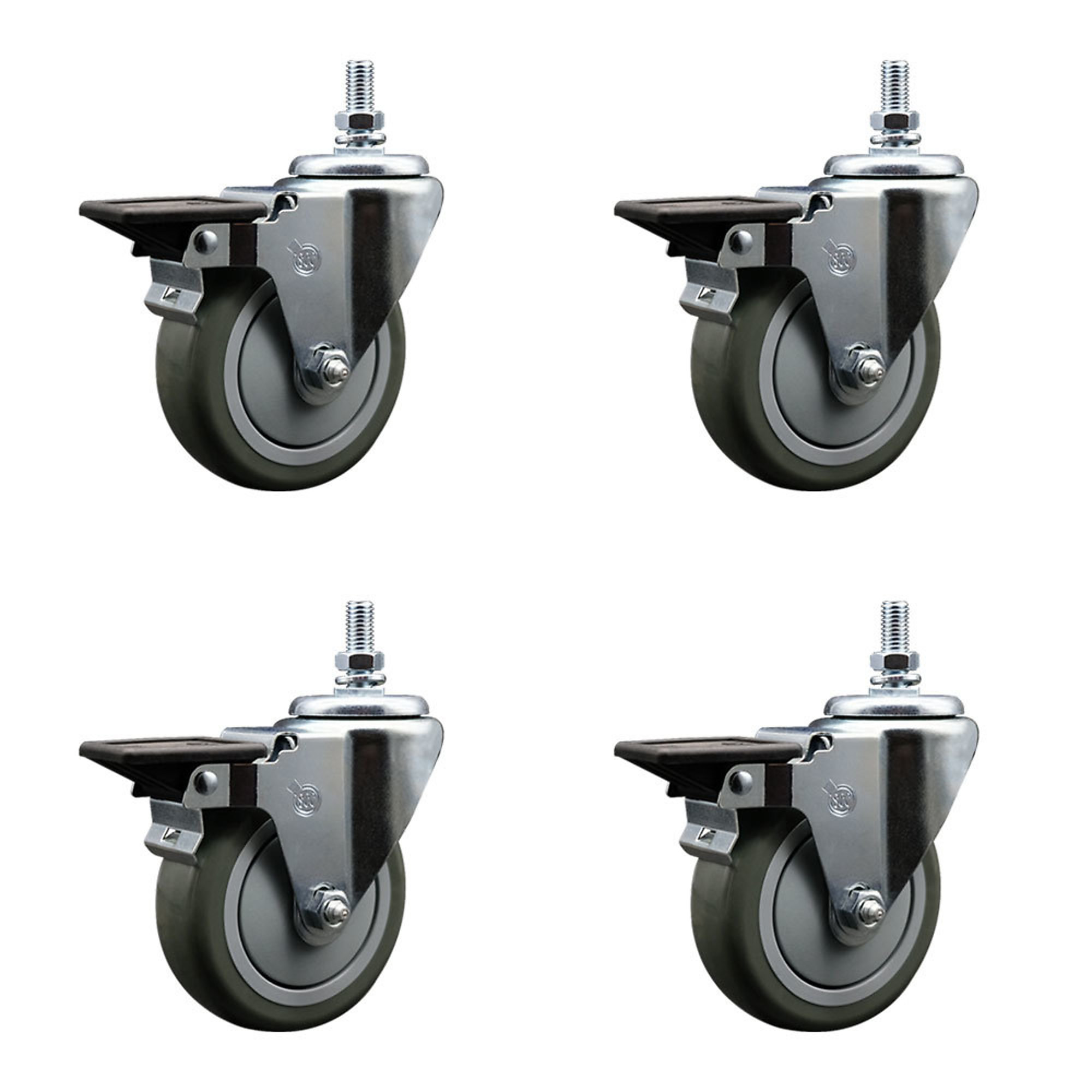 Service Caster, 4Inch x 1 1/4Inch Stem Casters, Wheel Diameter 4 in, Caster Type Swivel, Package (qty.) 4, Model SCC-TS20S414-PPUB-PLB-121315-4