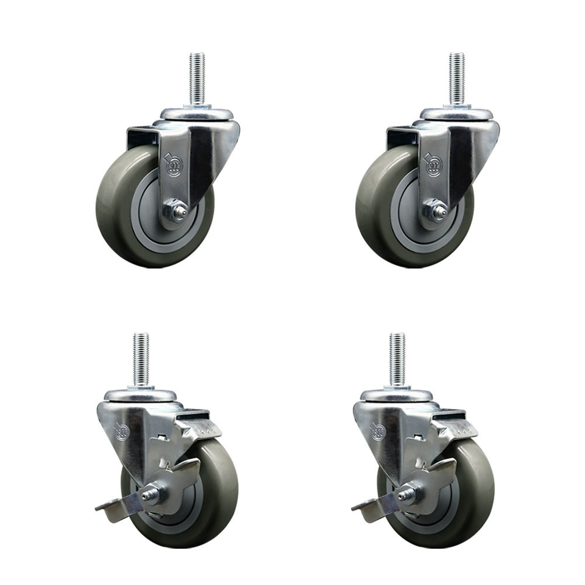 Service Caster, 3 1/2Inch x 1 1/4Inch Stem Casters, Wheel Diameter 3.5 in, Caster Type Swivel, Package (qty.) 4, Model SCC-TS20S3514-PPUB-34212-2-TLB-