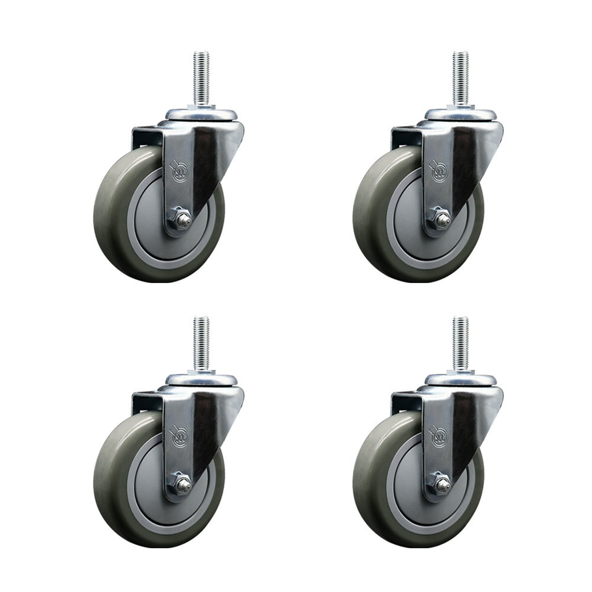 Service Caster, 4Inch x 1 1/4Inch Stem Casters, Wheel Diameter 4 in, Caster Type Swivel, Package (qty.) 4, Model SCC-TS20S414-PPUB-34212-4